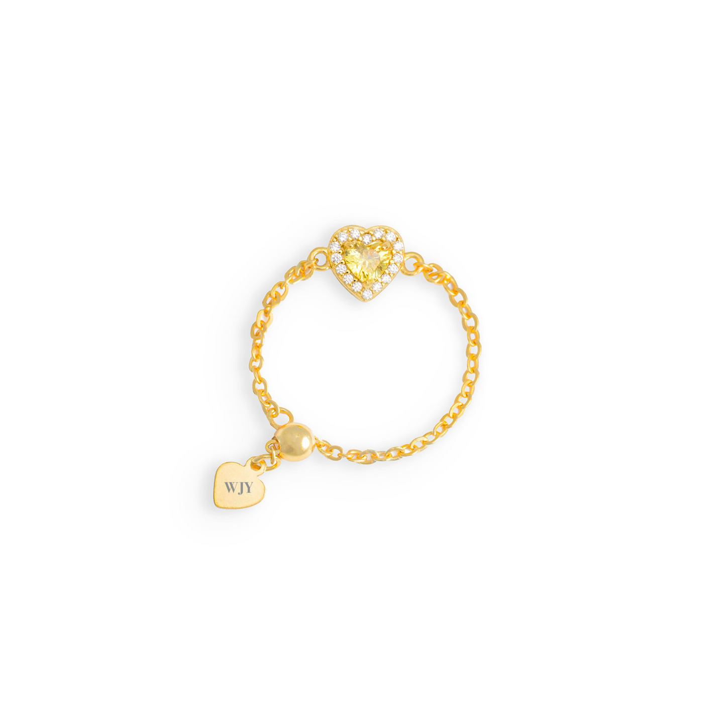 Citrine Birthstones Love Zipper Gold Ring