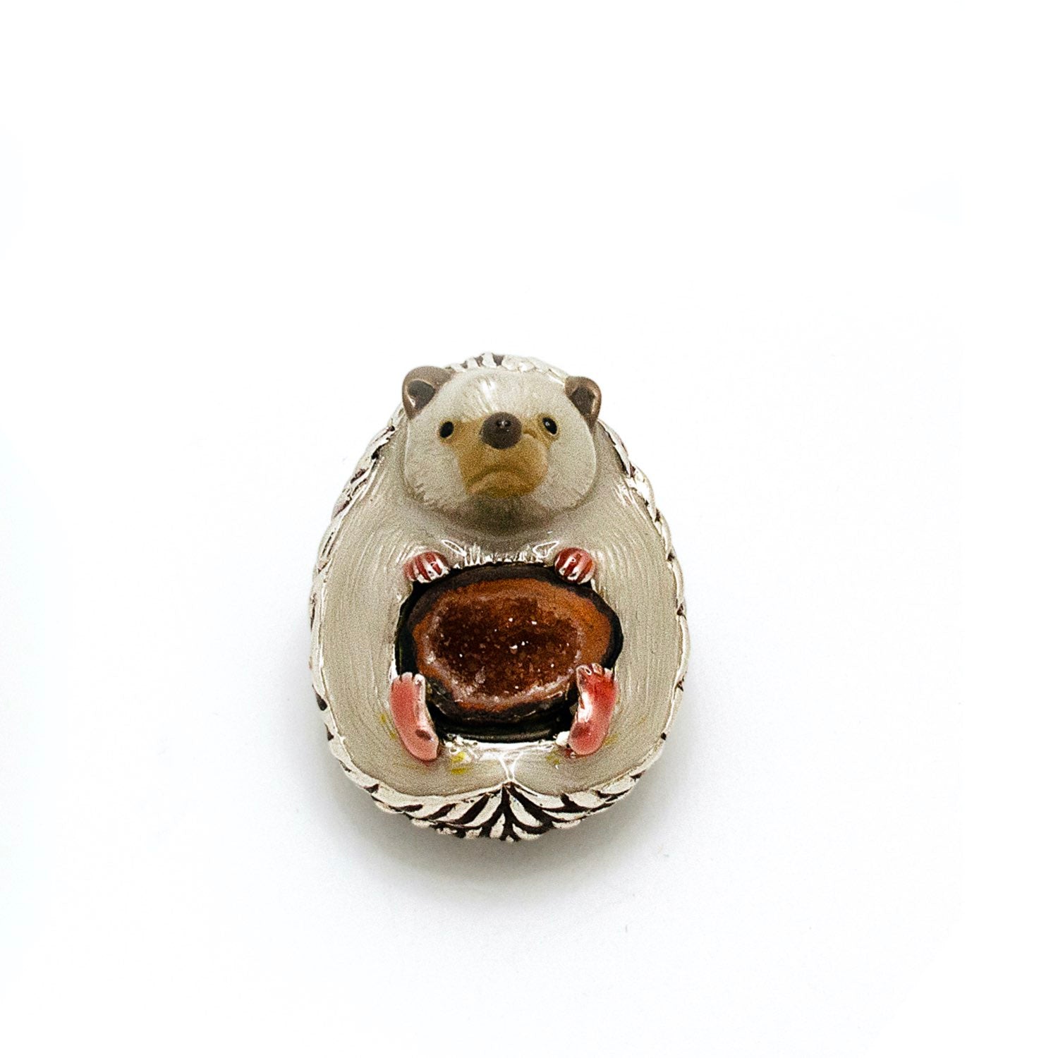 Hedgehog Crystal Cave Pendant Necklace / Brooch