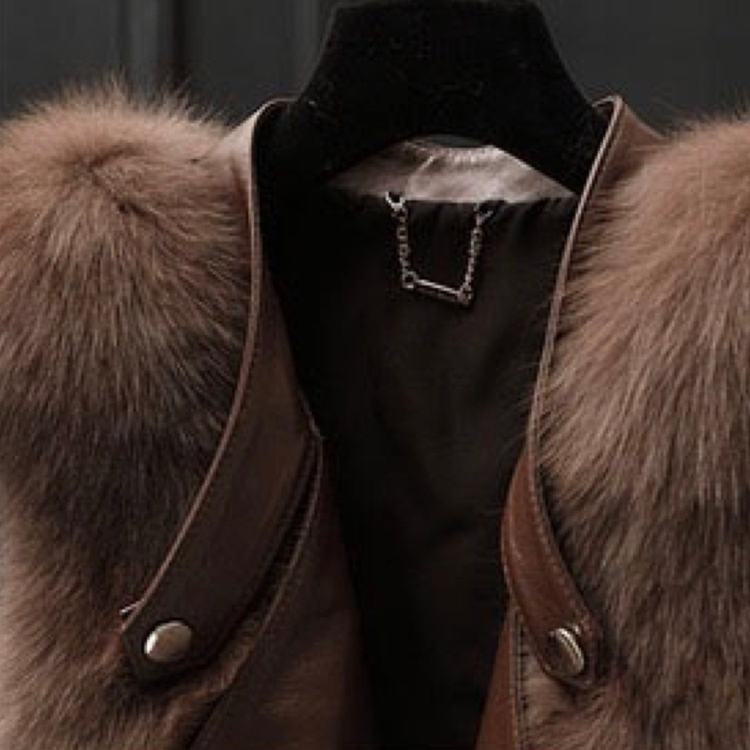 Galaxy Vest Faux Fur Brown Leather Zipper