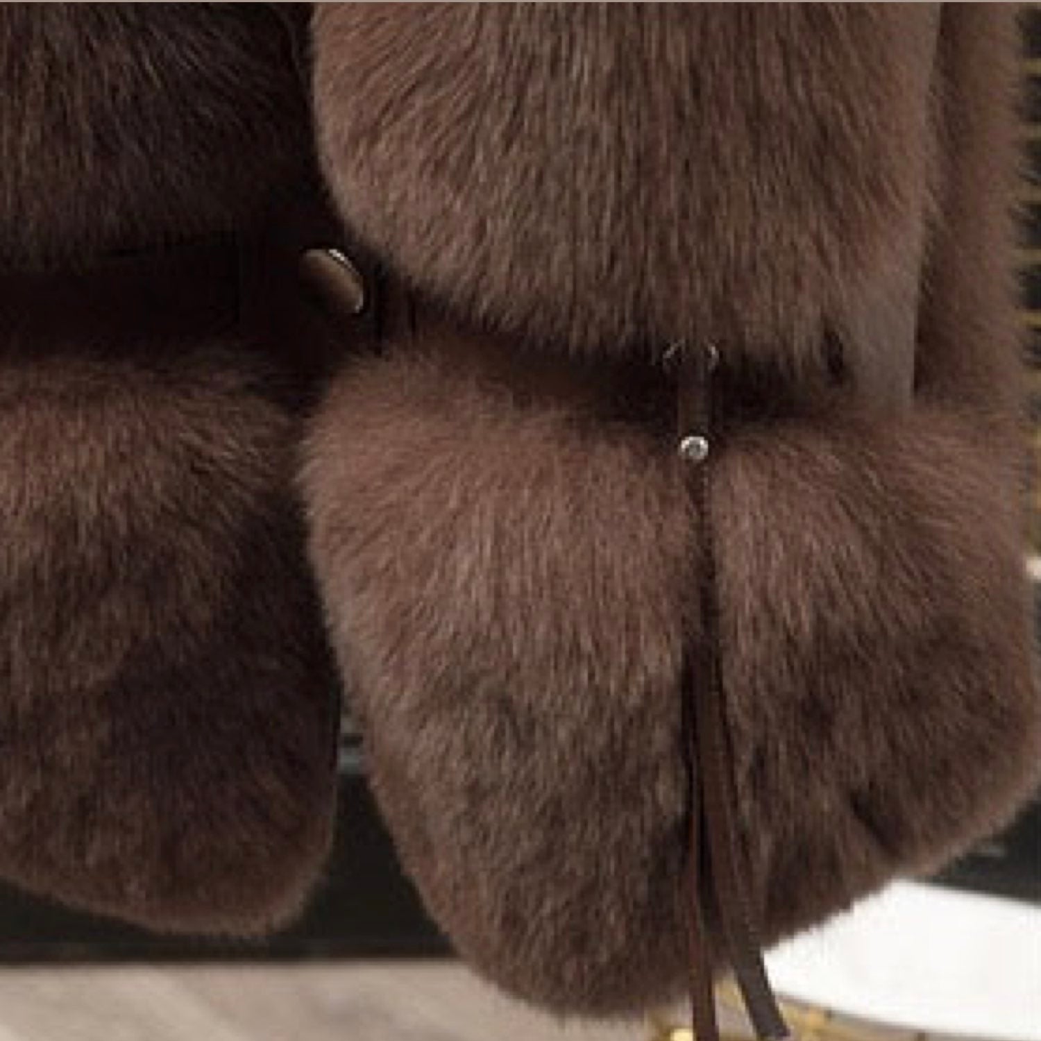 Galaxy Vest Faux Fur Brown Leather Zipper