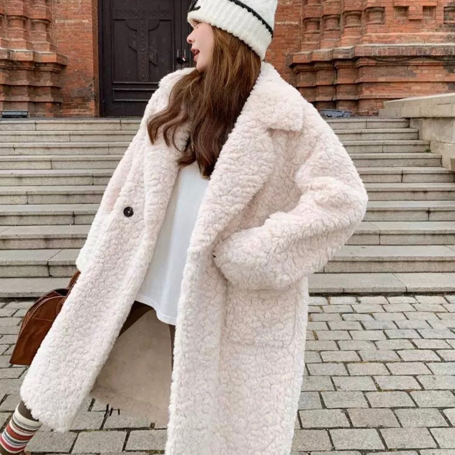Eco-friendly Soft Sheet Fur Fox Long Coat Jacket Faux