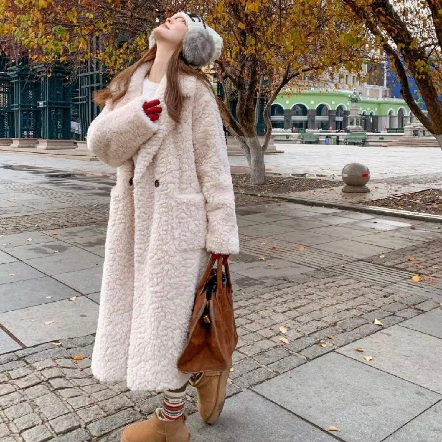 Eco-friendly Soft Sheet Fur Fox Long Coat Jacket Faux