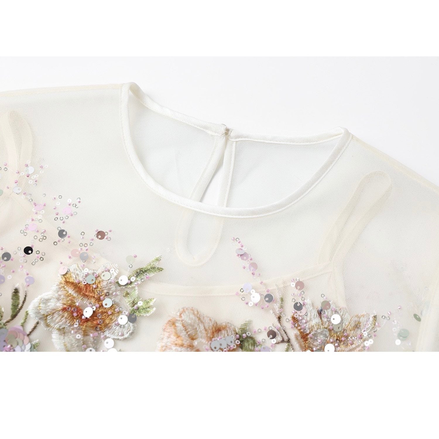 Embroidered Shirt White Floral Stylish Stitching Spring Summer