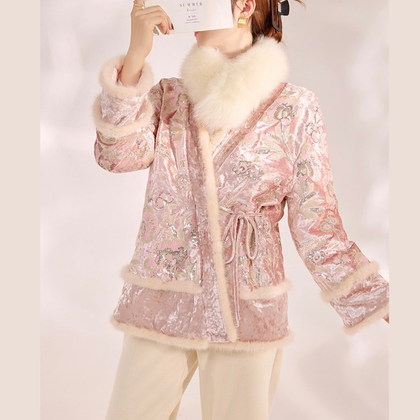 Embroidered Jacket Floral Stylish Stitching