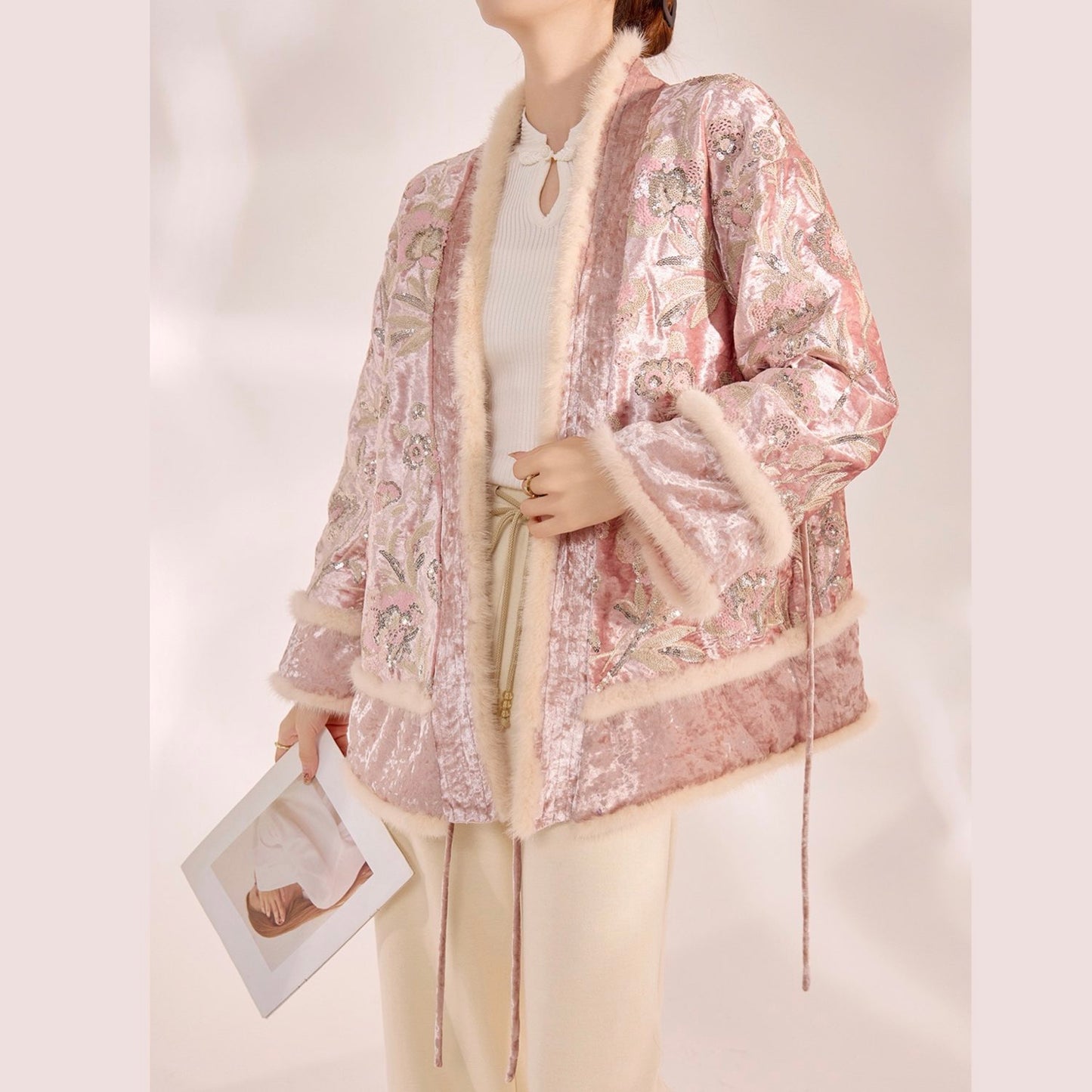 Embroidered Jacket Floral Stylish Stitching