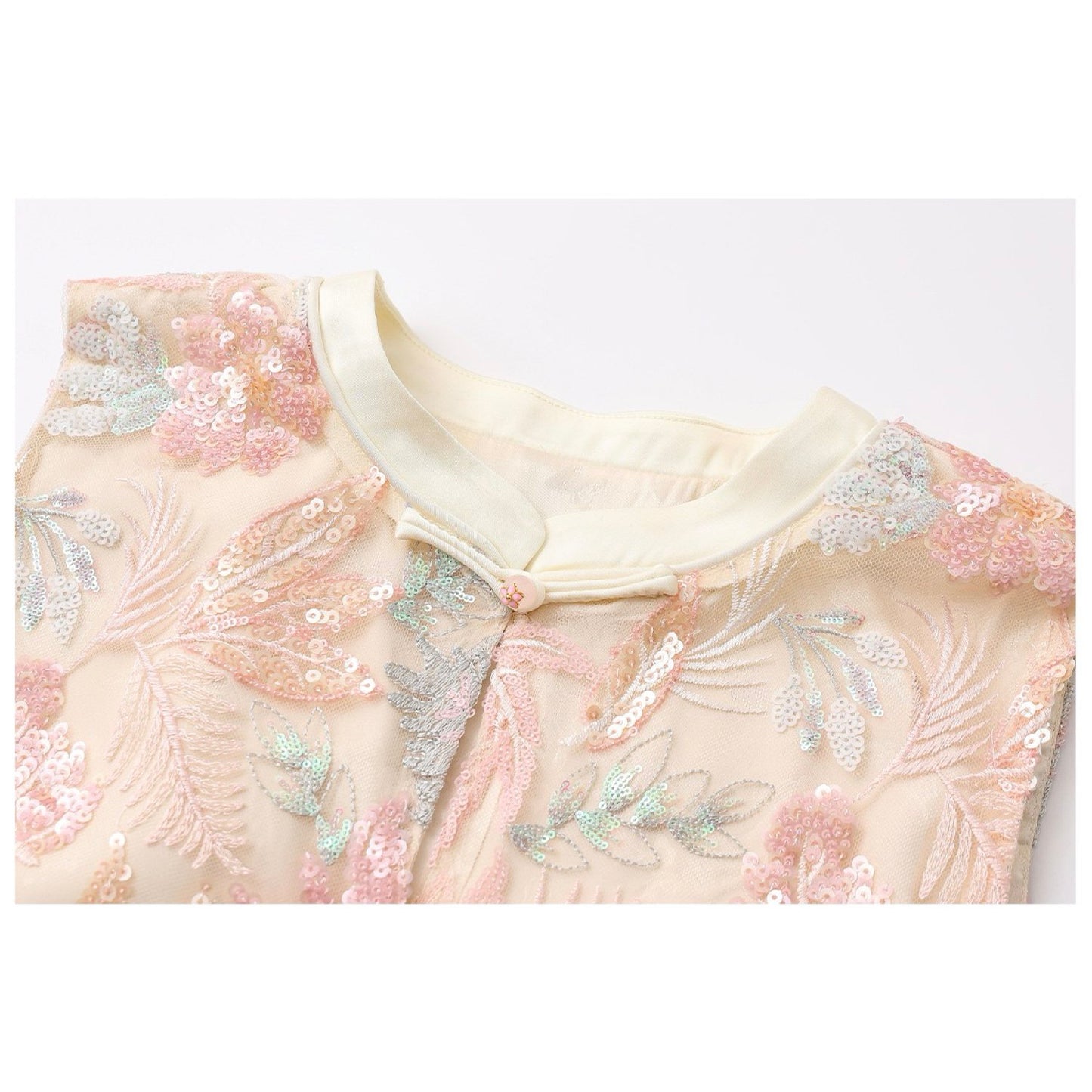 Pastel Floral Embroidered Detail Top
