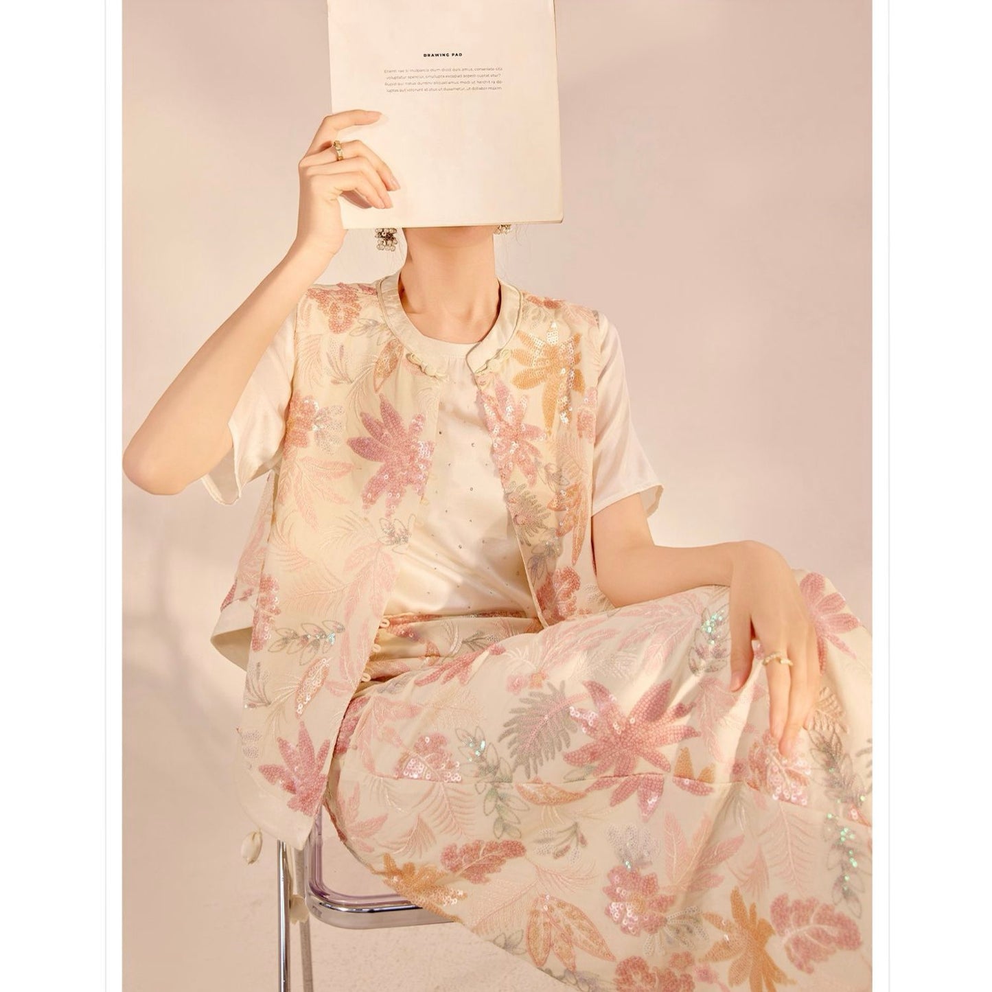 Pastel Floral Embroidered Detail Top