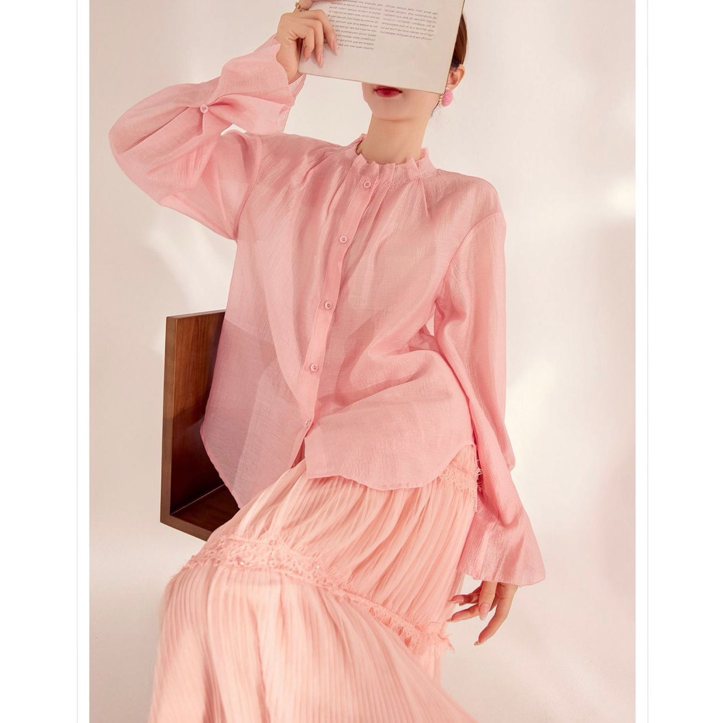 Pastel Pink Pleated Shirt