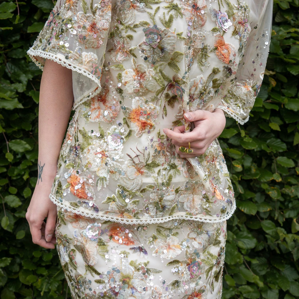 Embroidered Skirt White Floral Stylish Stitching Spring Summer