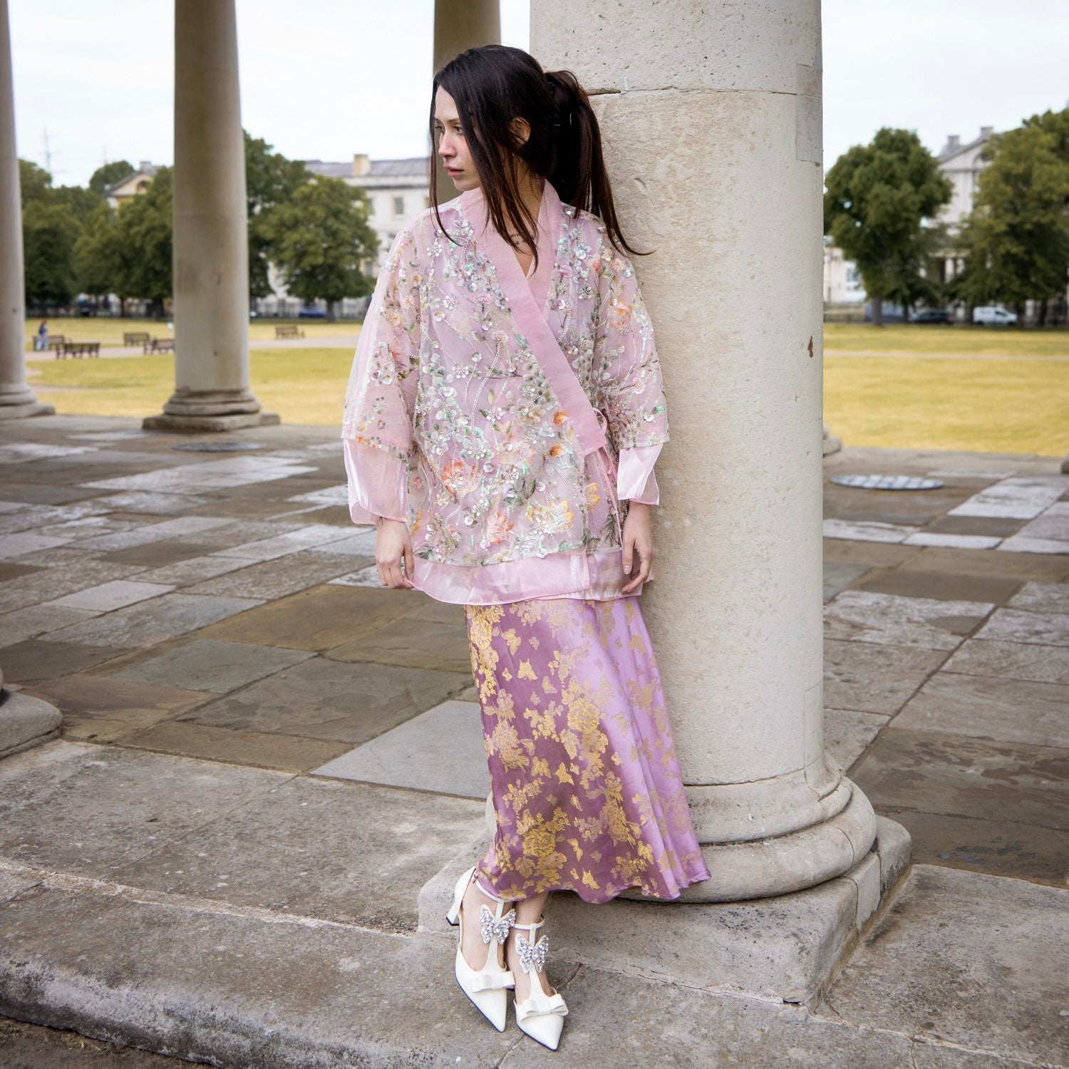 Embroidered Pink Floral Stylish Stitching Jacket Spring Summer