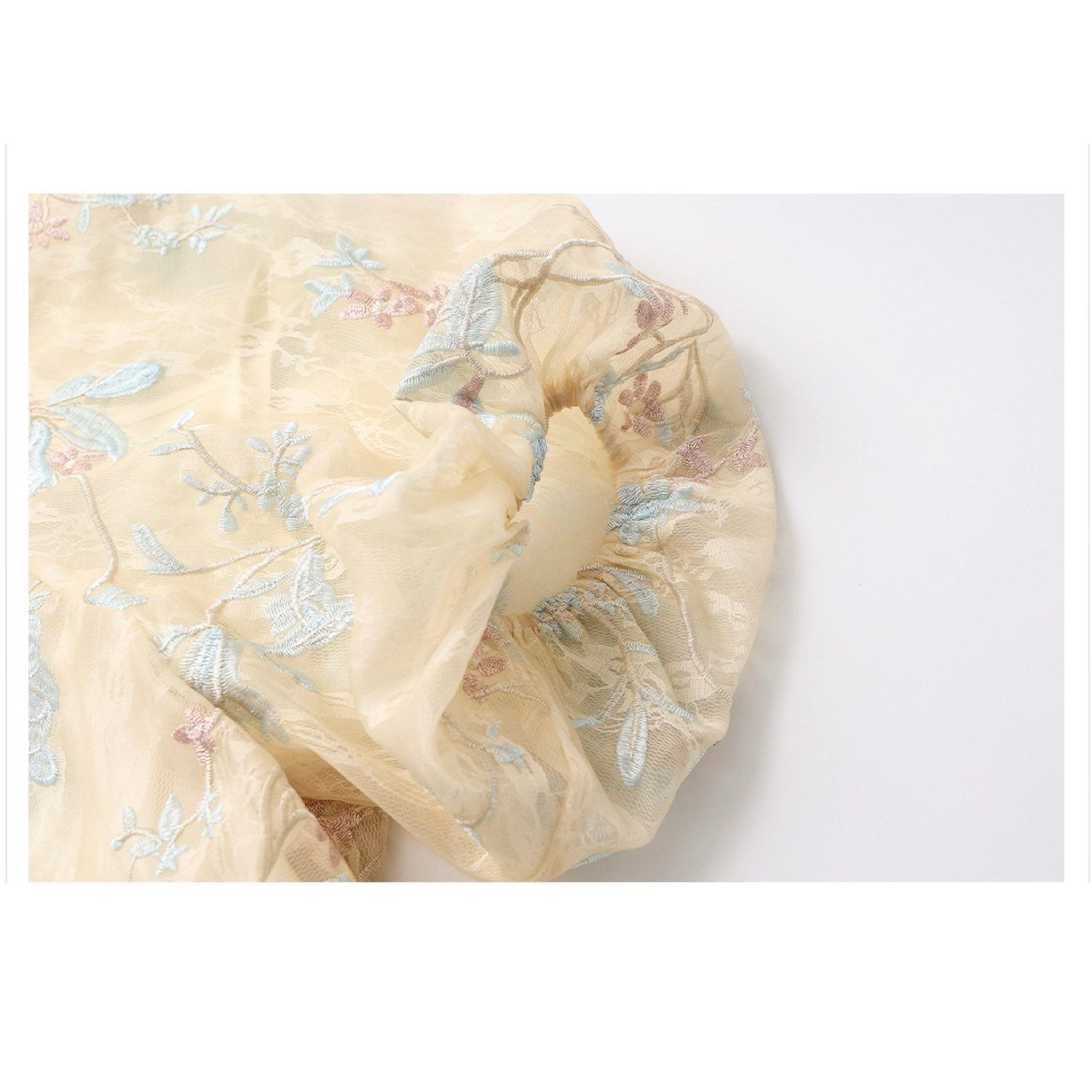 Embroidered Cream Yellow Lace Floral Wedding/ Vacation Dress