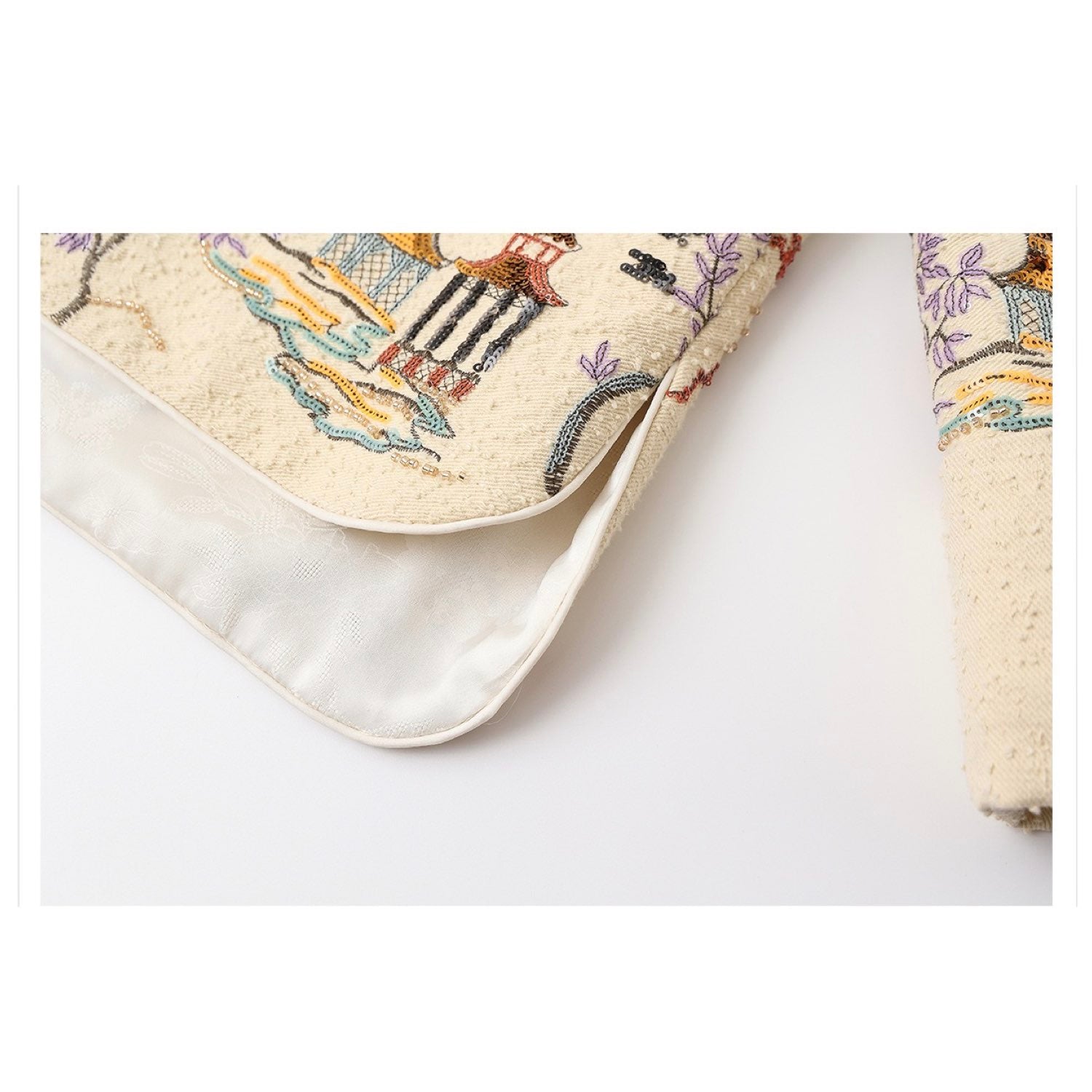 Embroidered Oriental Style Painting Stitching Short Coat All Seasons