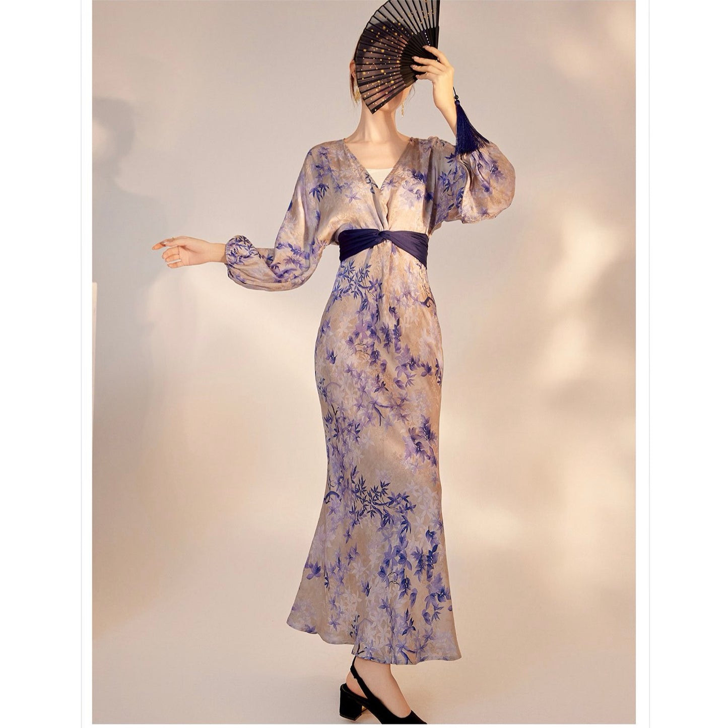 Bamboo Slim-Fit Jacquard Silk Dress