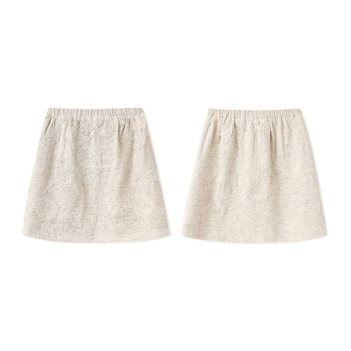 Textured Embroidered Linen-Blend Short Skirt