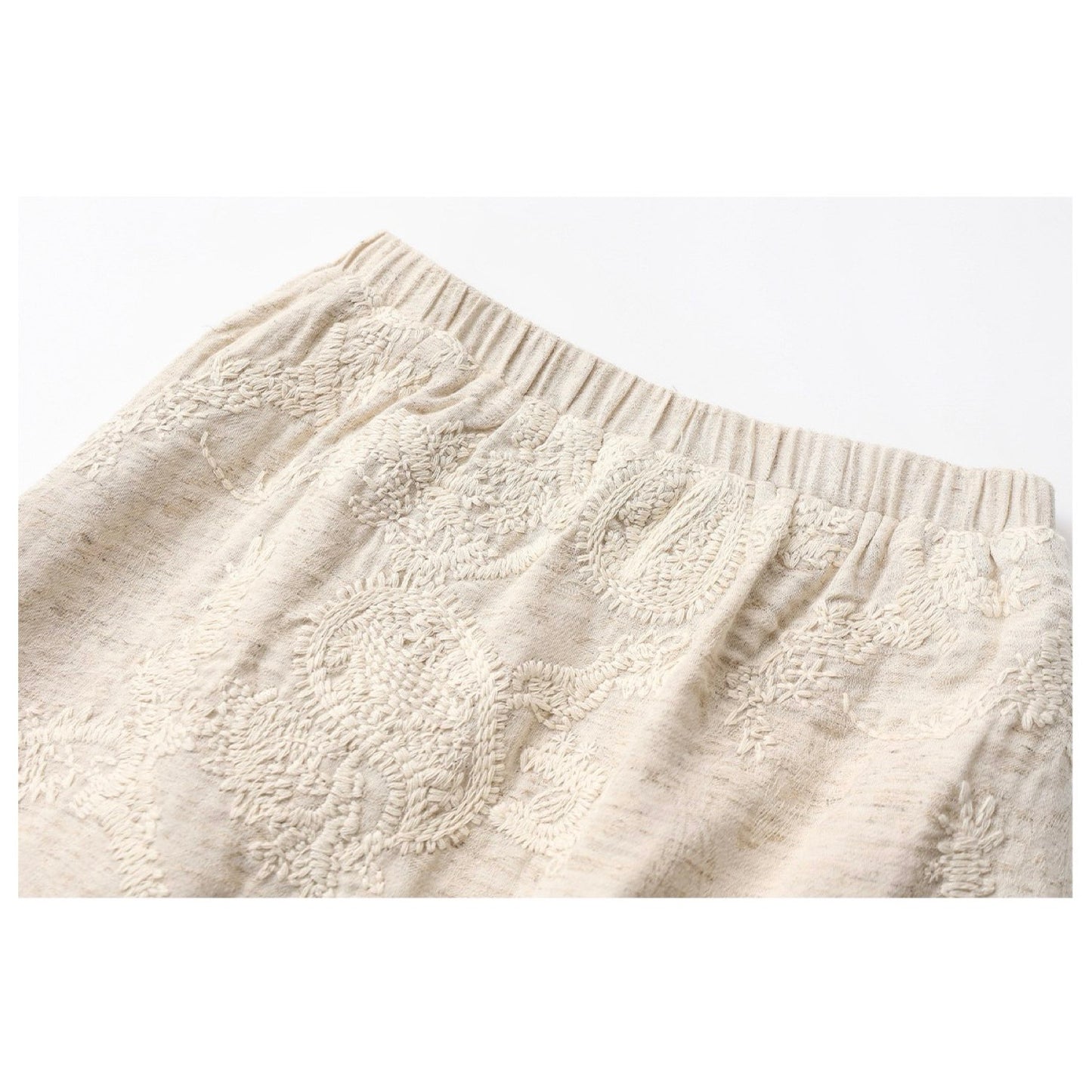 Textured Embroidered Linen-Blend Short Skirt