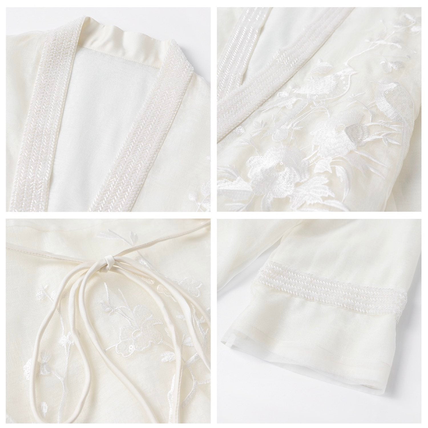 Embroidered Minimal White Floral Cardigan Top