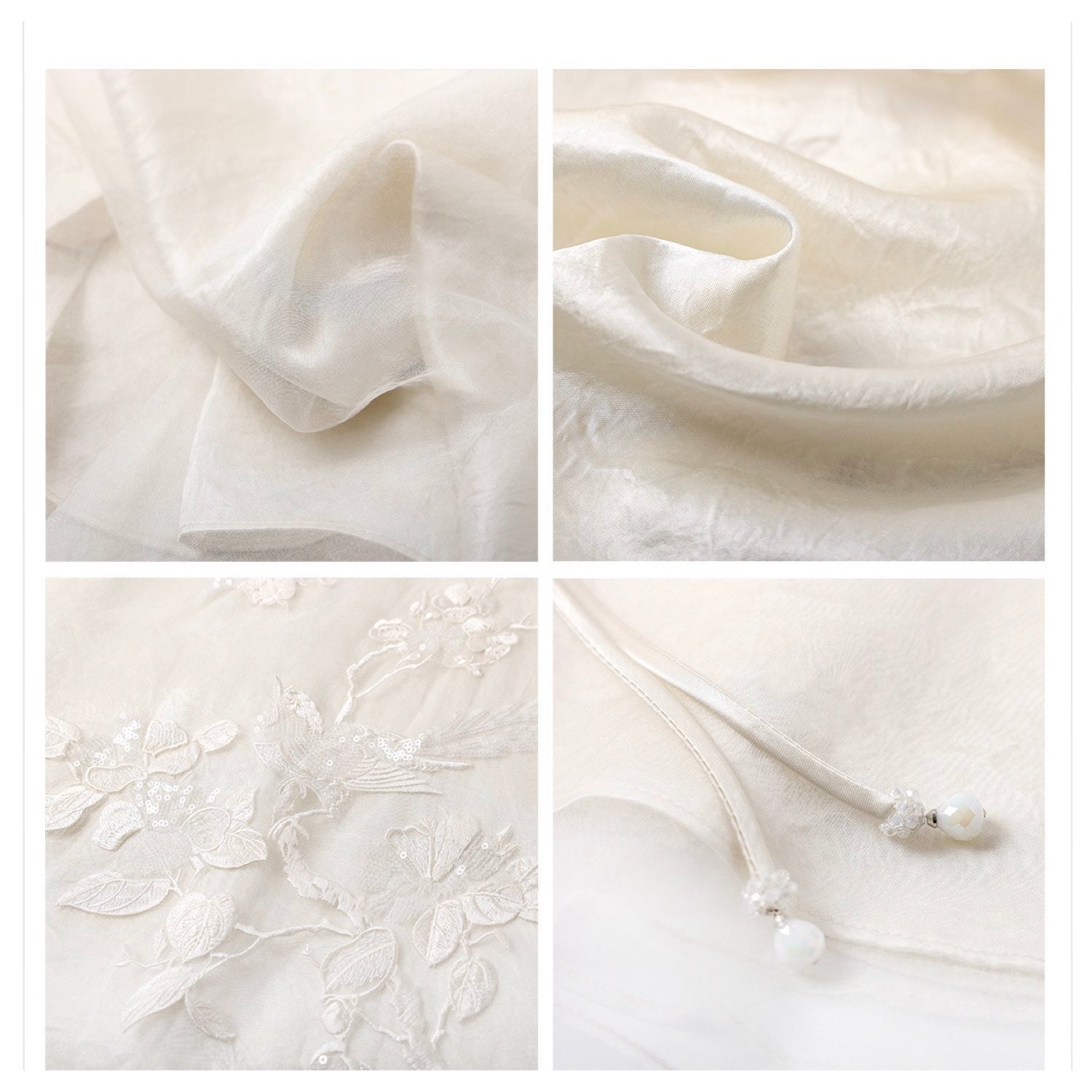 Embroidered White Mulberry Silk Floral Vest