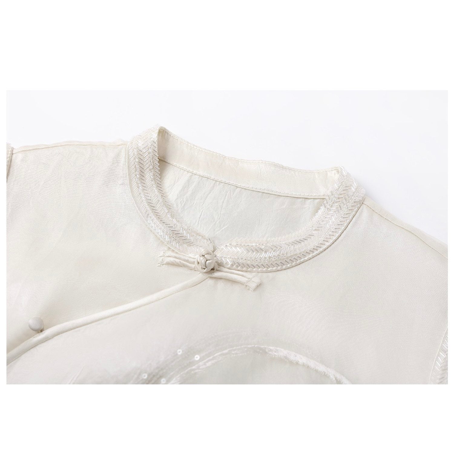Embroidered White Mulberry Silk Floral Vest