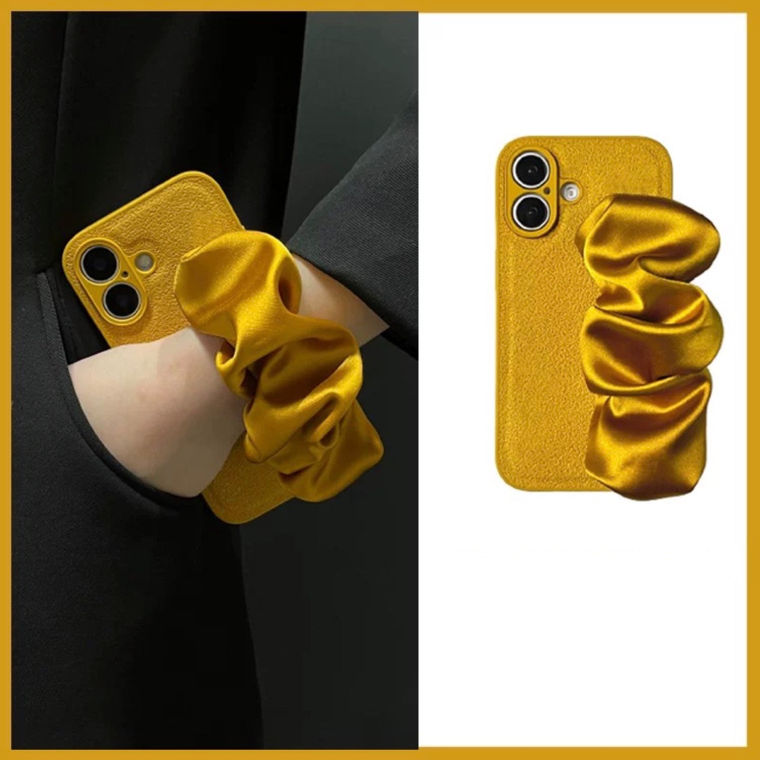 Yellow Phone Case With Silky Hand Holder