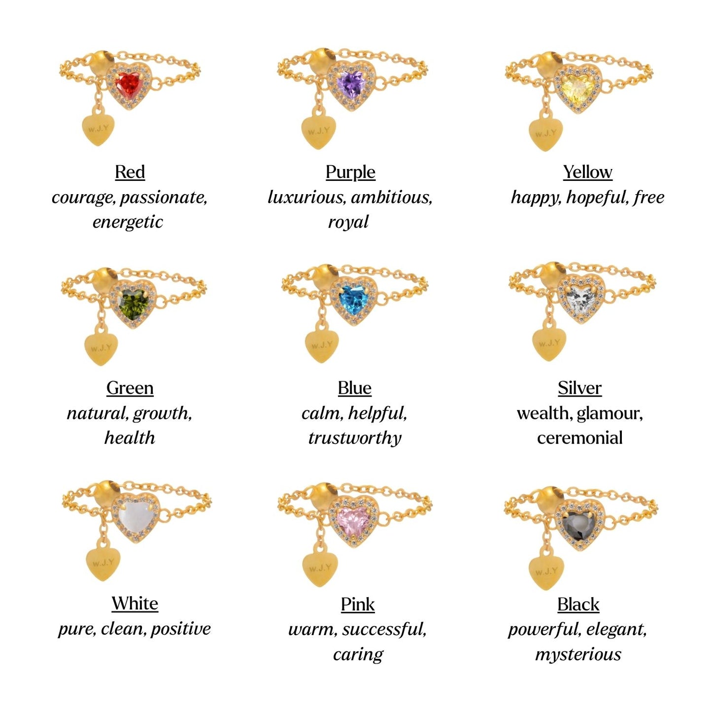White Crystal Birthstones Love Zipper Gold Ring