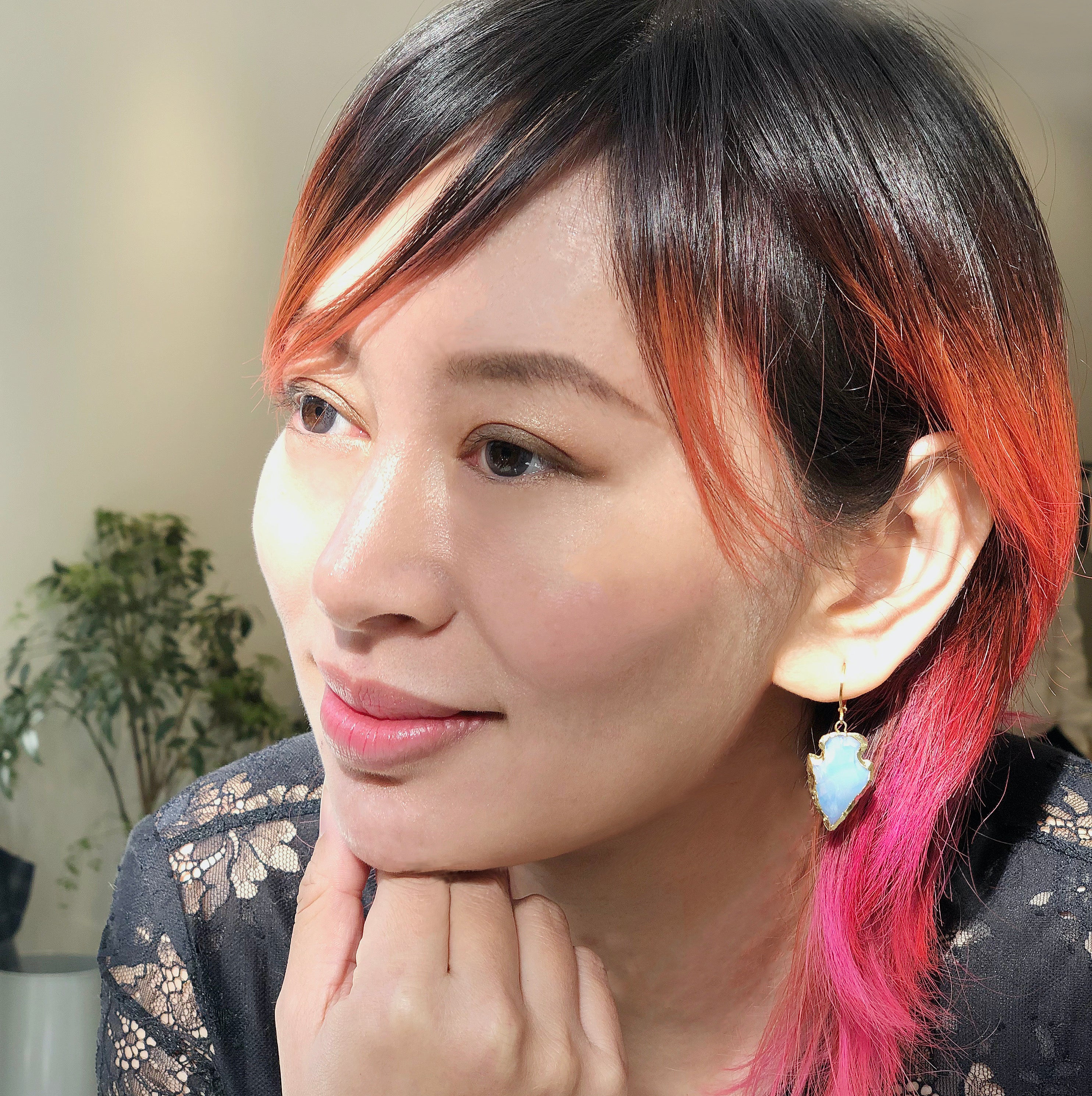 Natural Opal 18K Gold Plated Earring