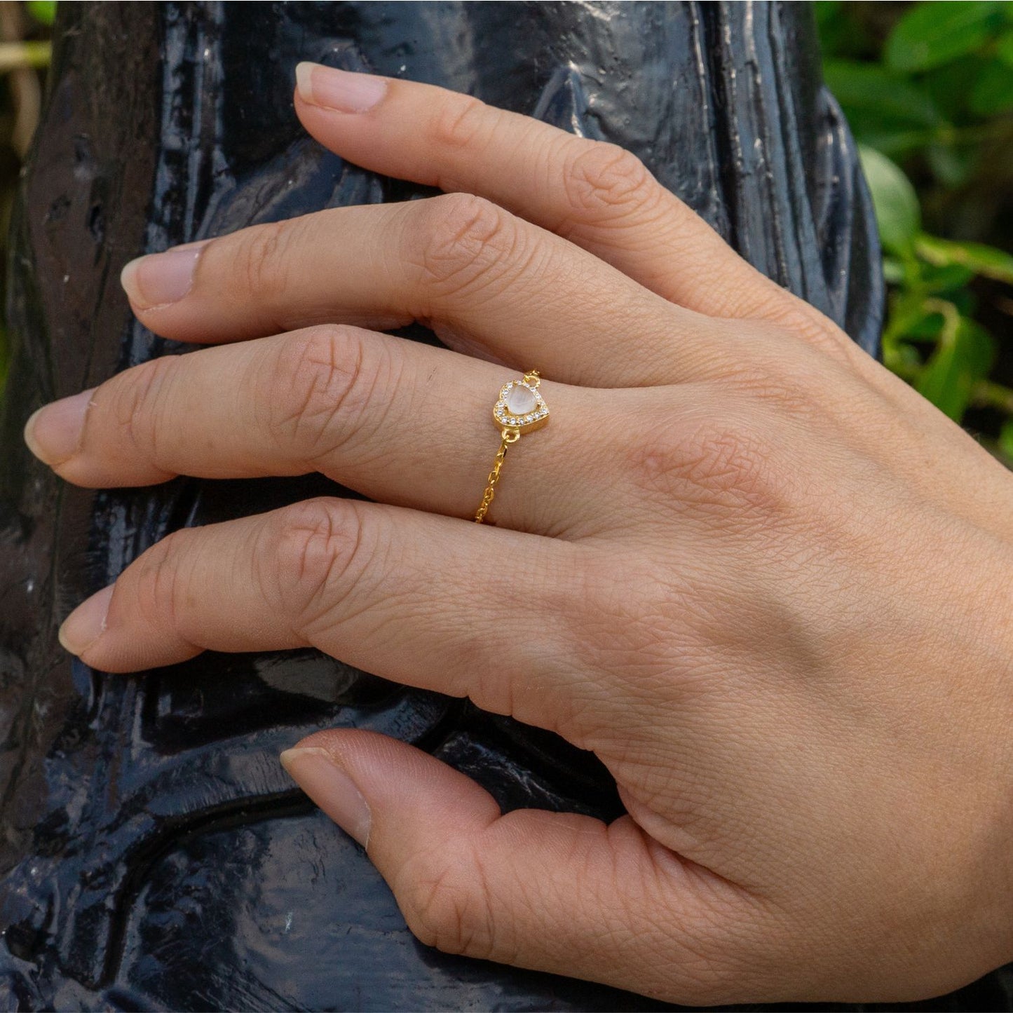 Cat's Eye Birthstones Love Zipper Gold Ring