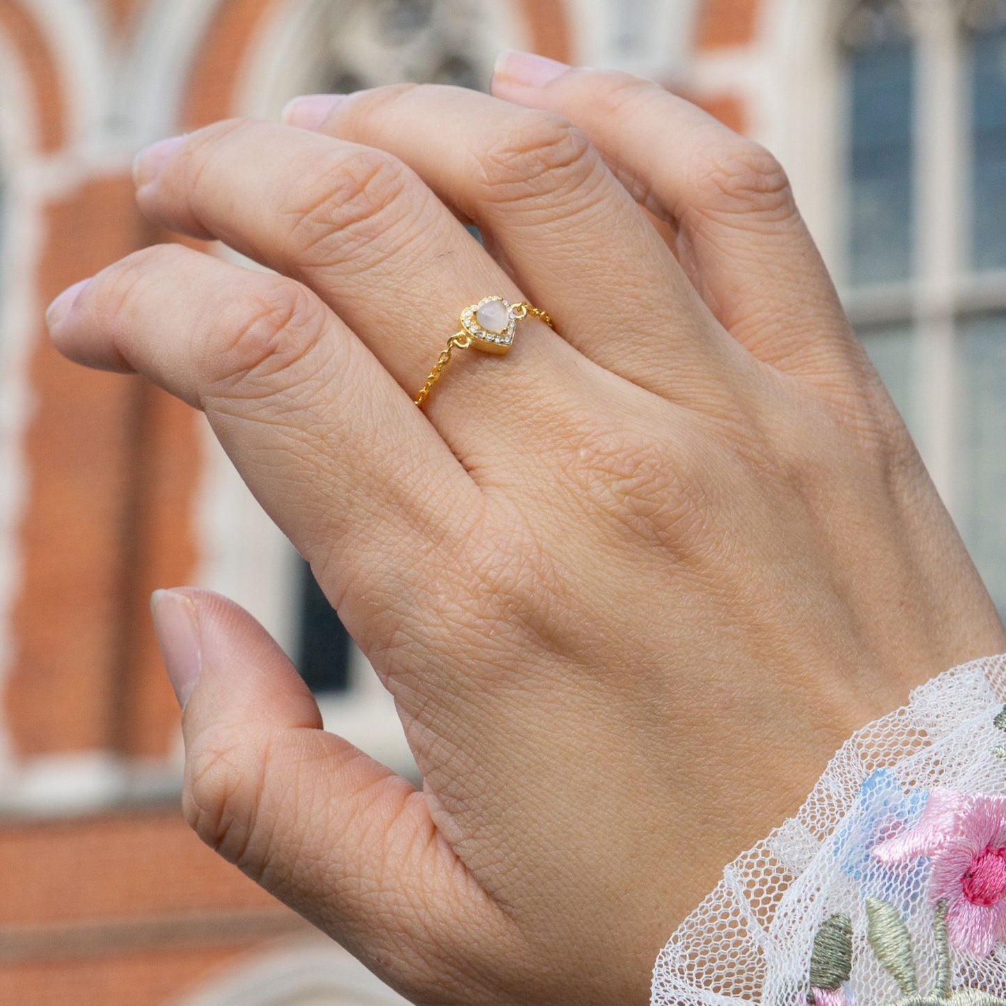 Cat's Eye Birthstones Love Zipper Gold Ring