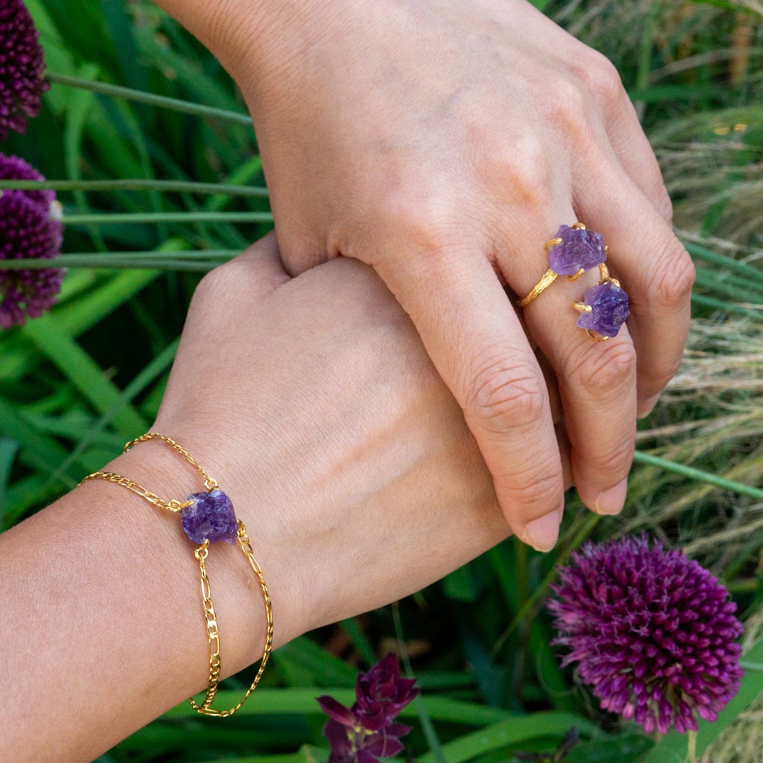 Elemental Birth Natural Amethyst Bracelet Adjustable