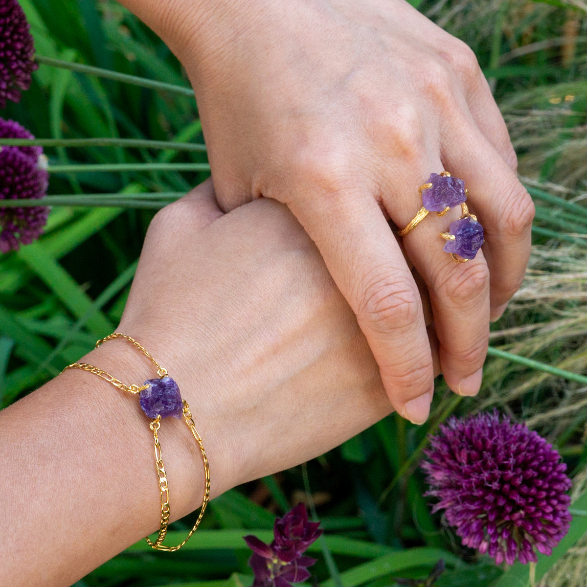 Elemental Birth Natural Amethyst Bracelet Adjustable