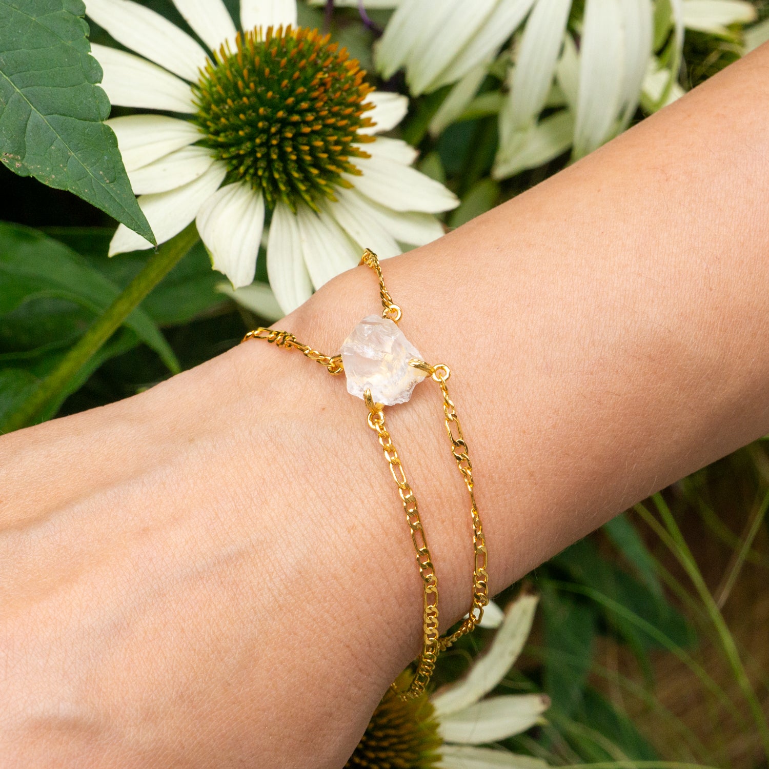 Elemental Birth Natural White Crystal Adjustable Bracelet