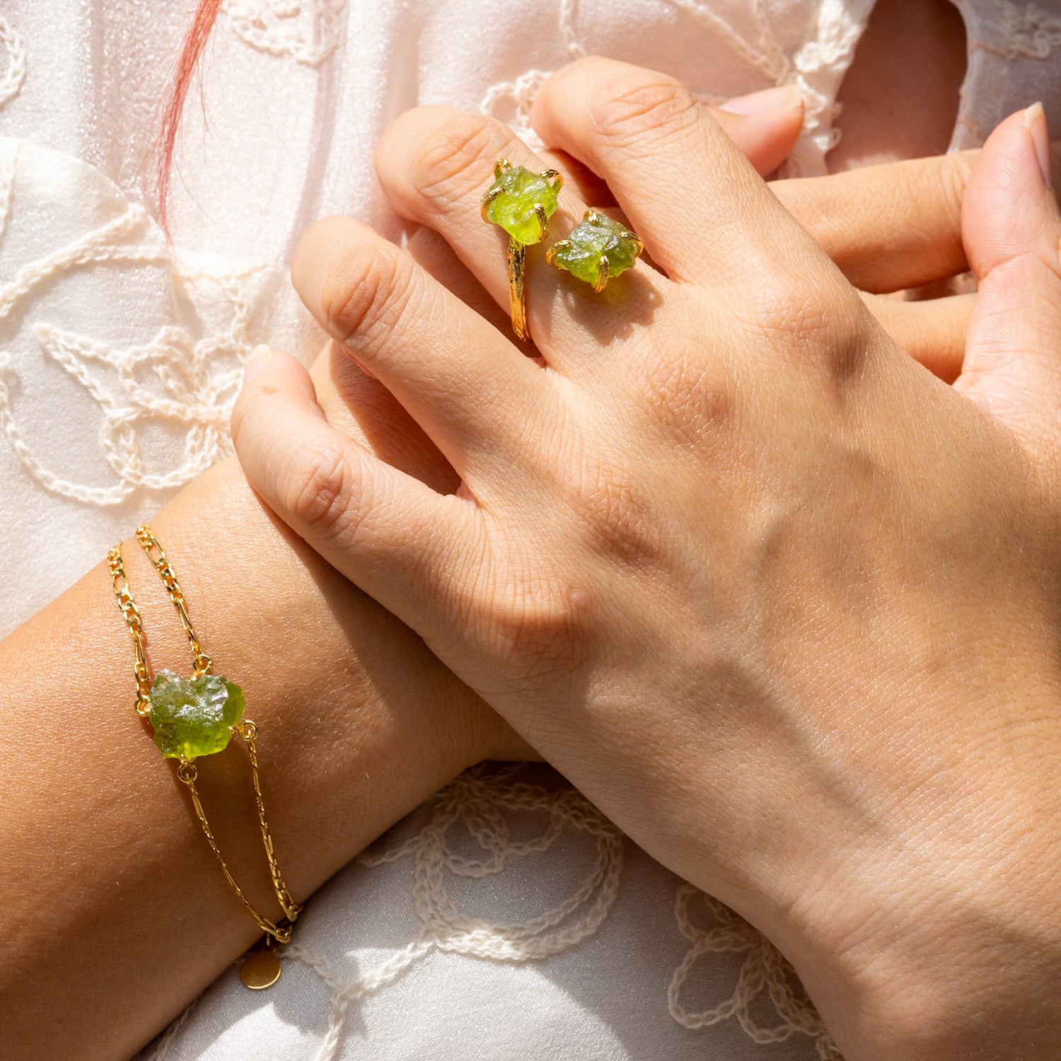 Elemental Birth Natural Peridot Adjustable Bracelet