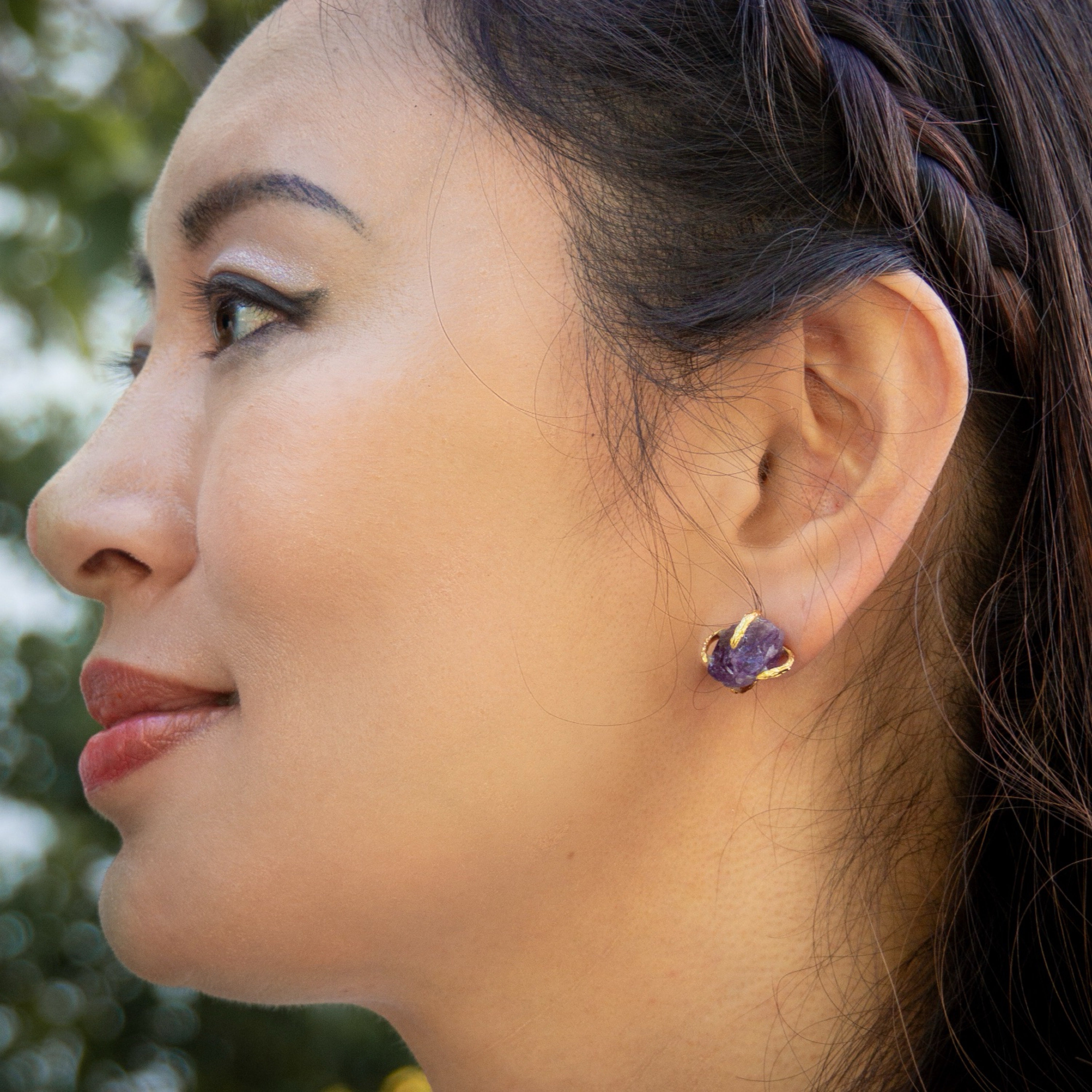 Elemental Birth Natural Garnet Stud Earrings