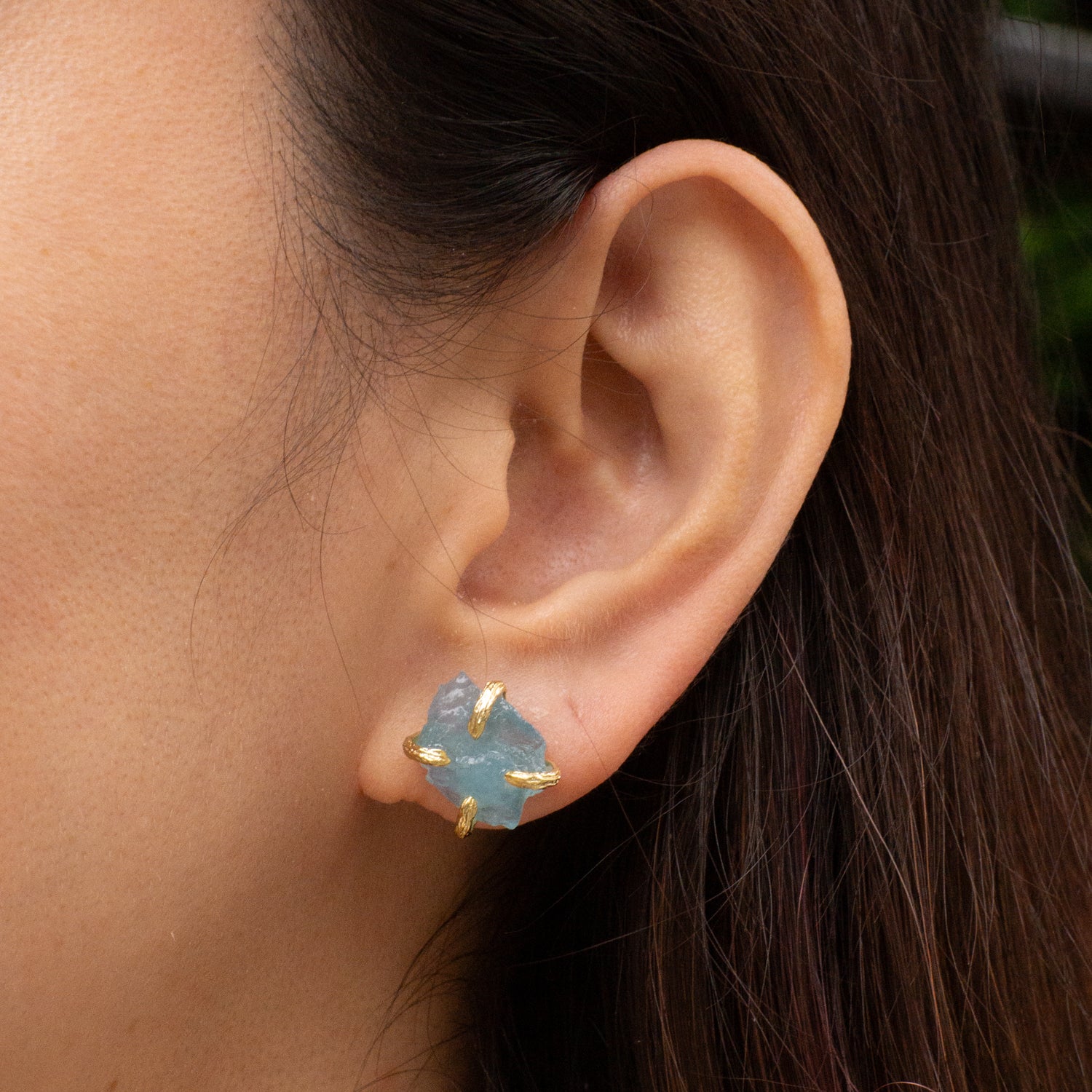 Elemental Birth Natural Aquamarine Stud Earrings