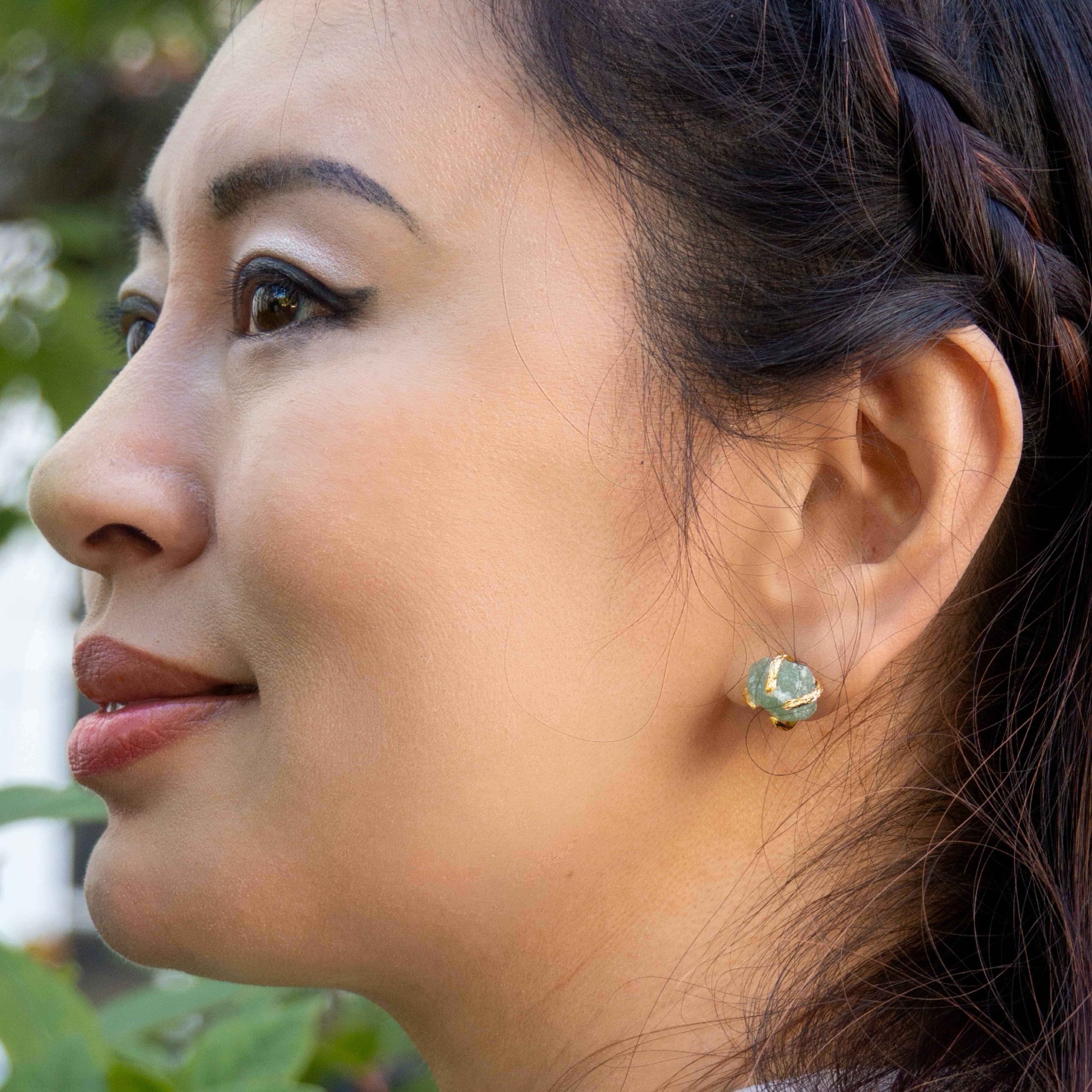 Elemental Birth Natural Jade Stud Earrings