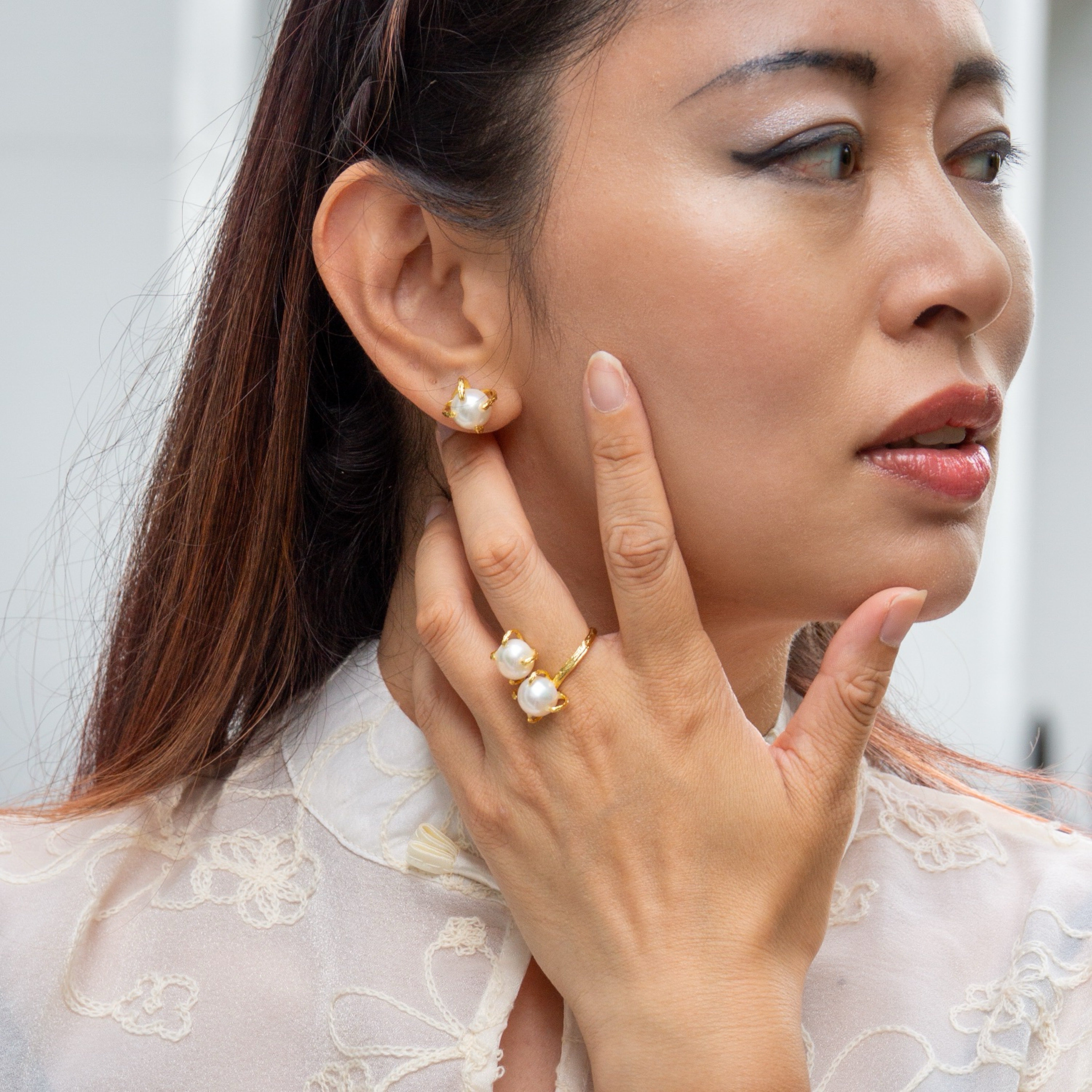 Elemental Birth Natural Pearl Stud Earrings for Gifting Girlfriend