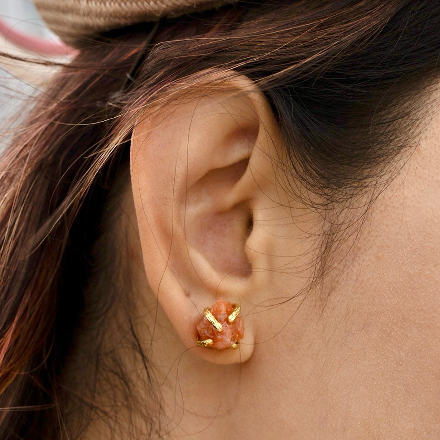 Elemental Birth Natural Sun Stone Stud Earrings