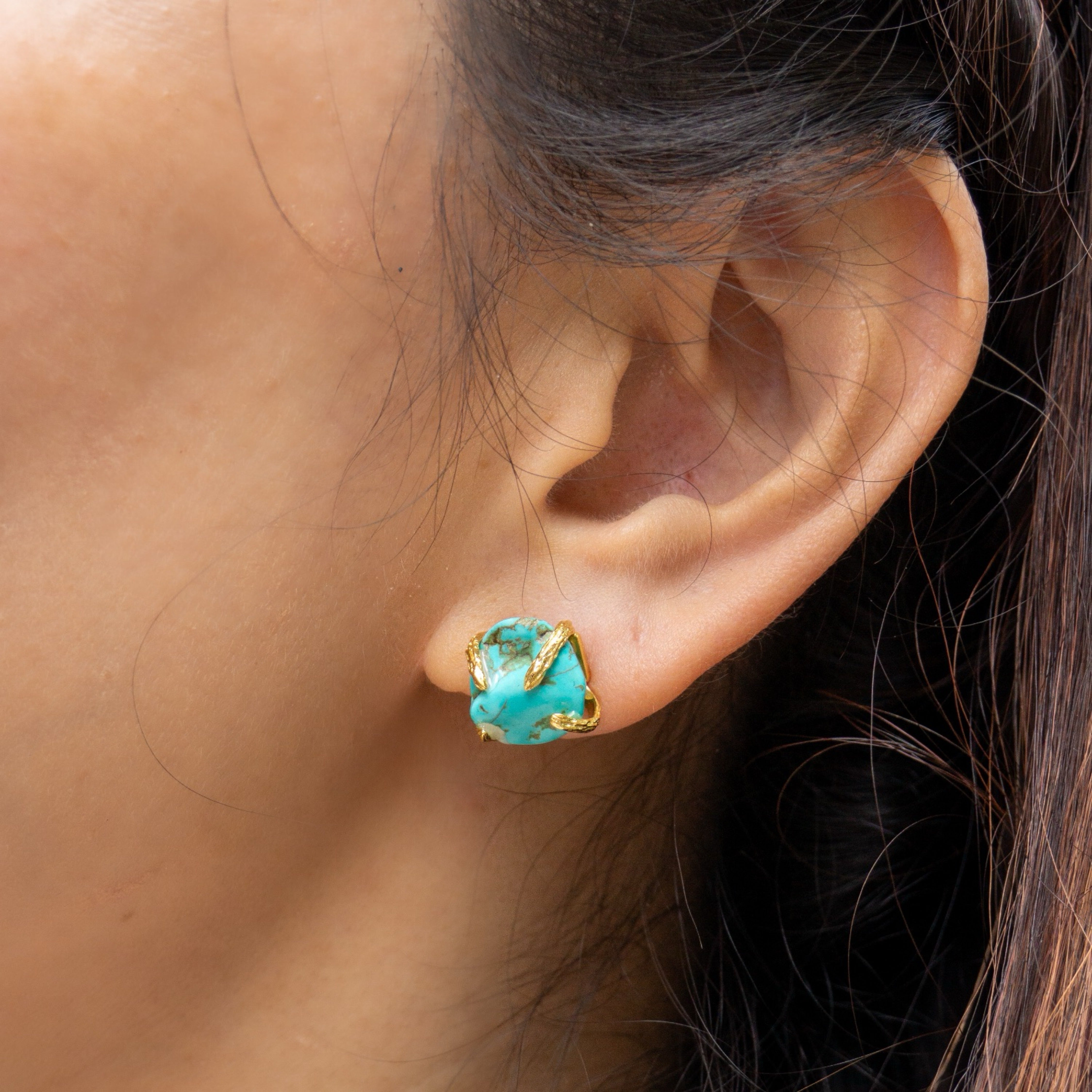 Elemental Birth Natural Turquoise Stud Earrings