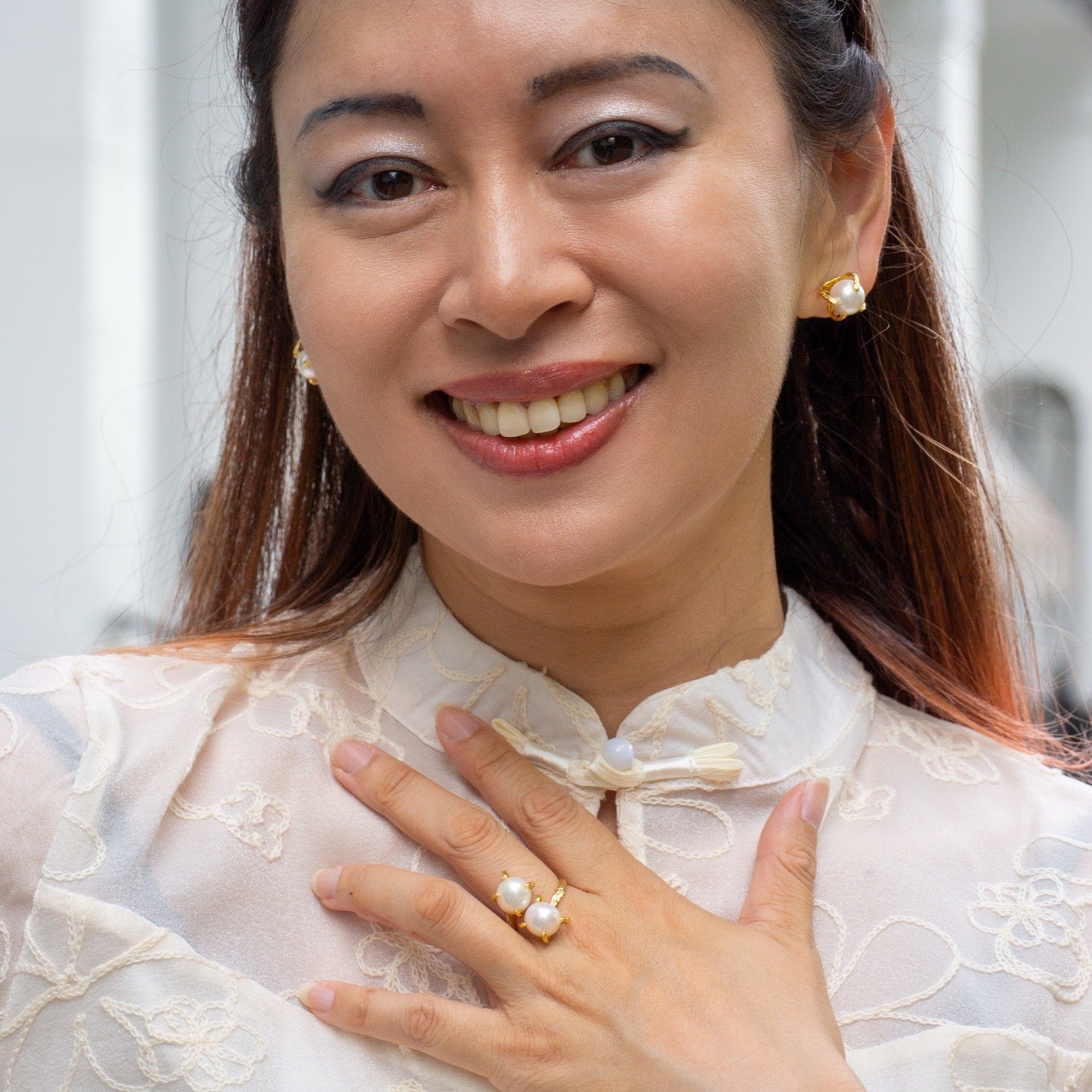 Elemental Birth White Pearl Adjustable Ring