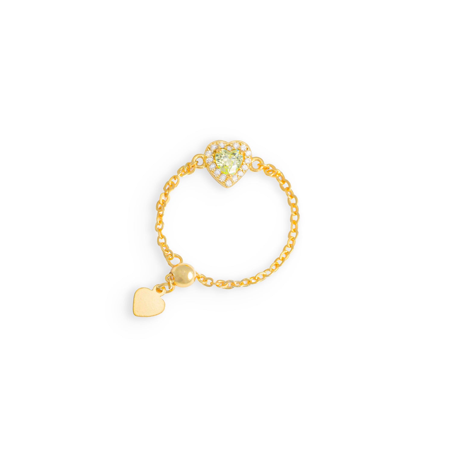 Pink Opal Birthstones Love Heart Zipper Gold Ring