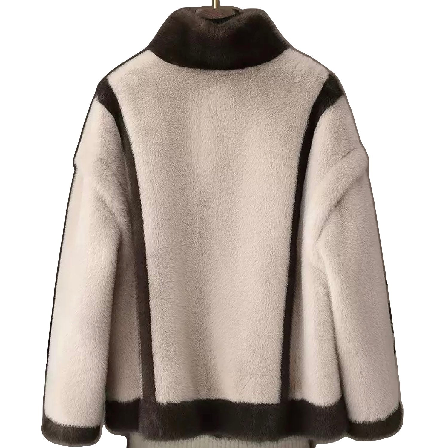 Galaxy Super Soft Eco-friendly High Neck Mink Fur Brown Short Coat Jacket