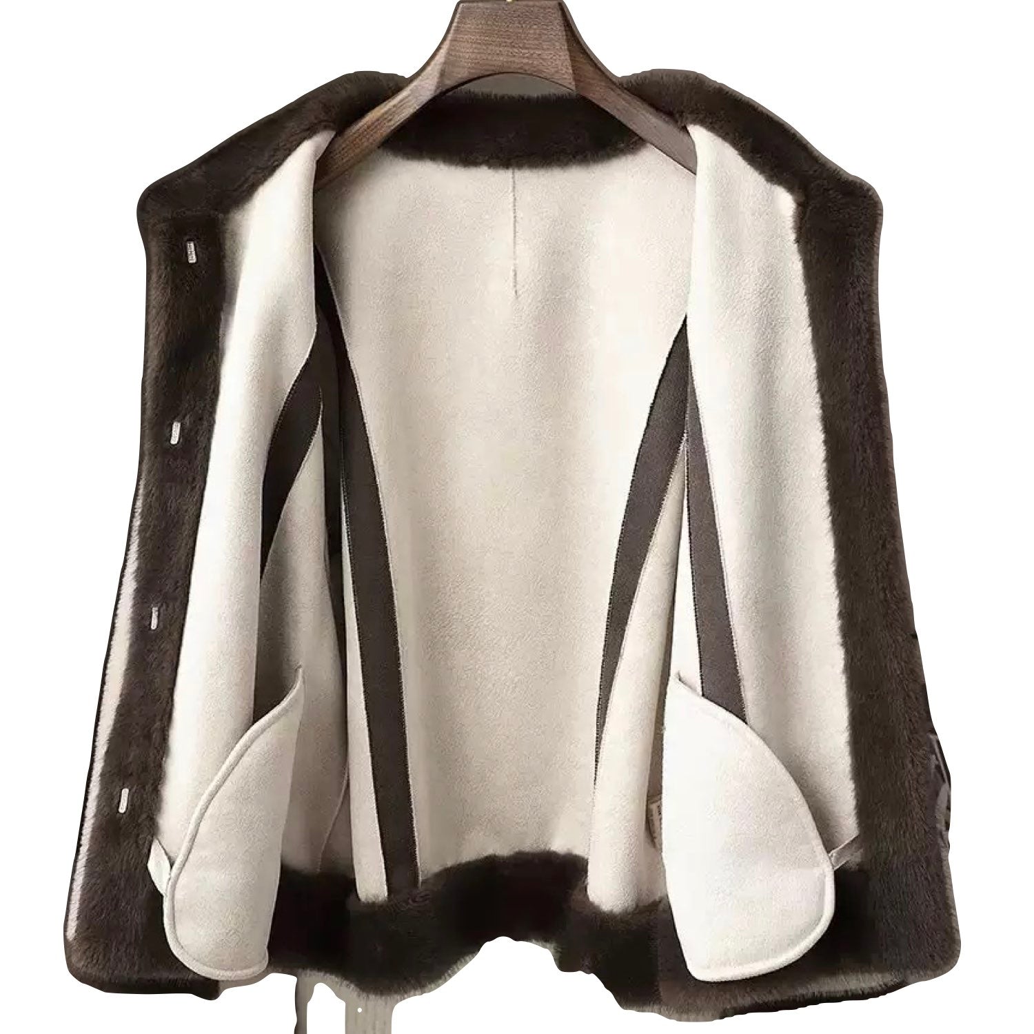 Galaxy Super Soft Eco-friendly High Neck Mink Fur Brown Short Coat Jacket