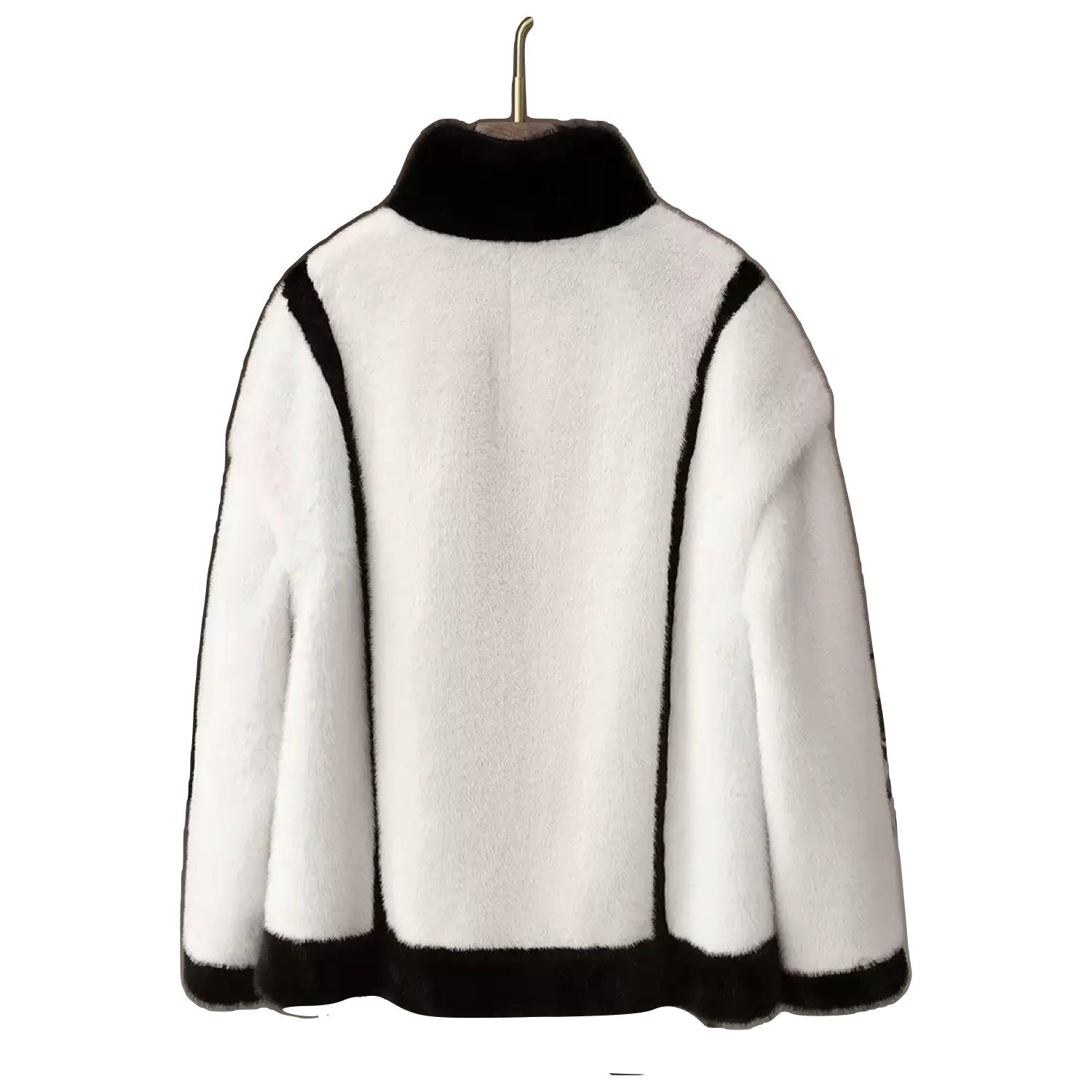 Galaxy Super Soft Eco-friendly High Neck Mink Fur White Black Short Coat Jacket