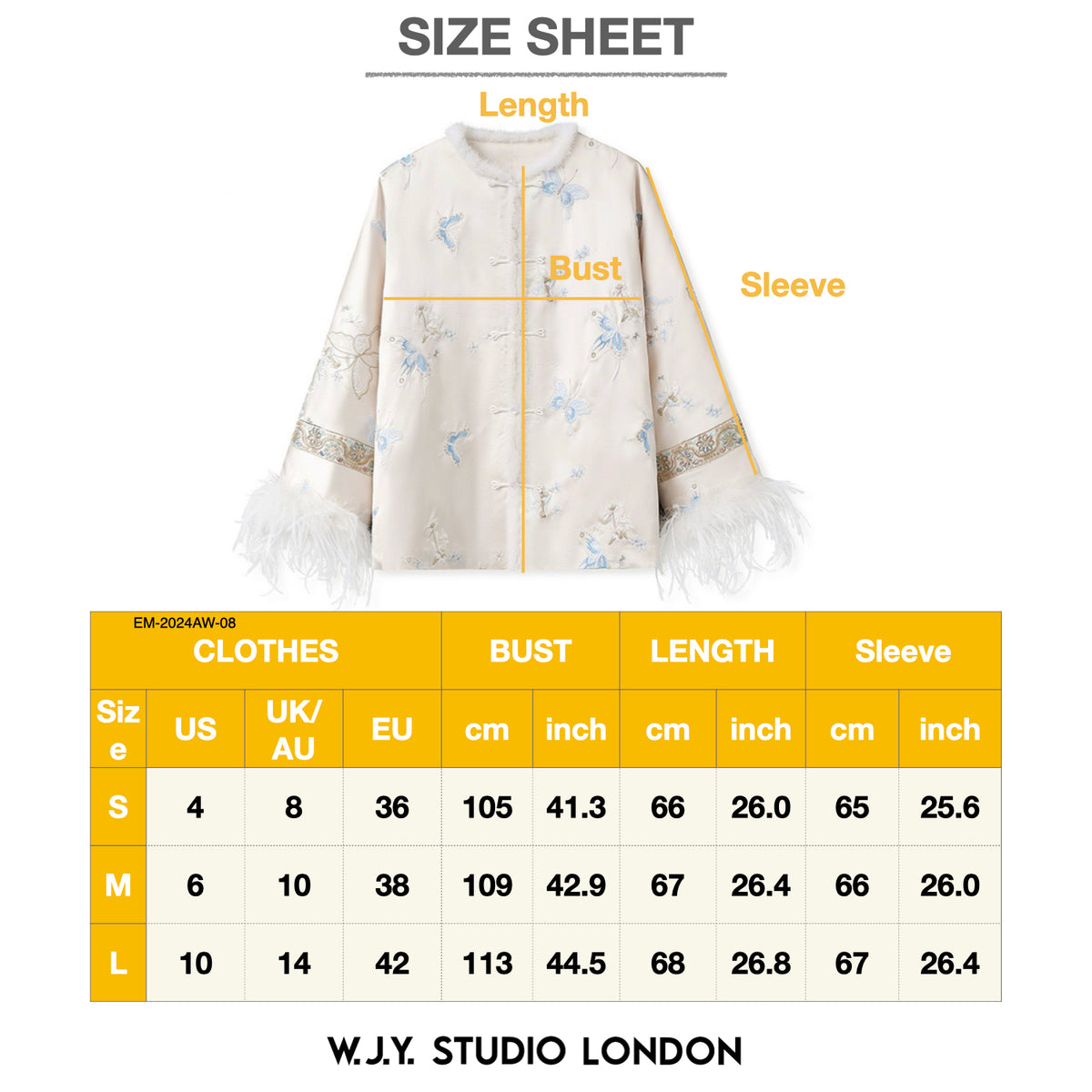Embroidered Jacket White Stylish Stitching Autumn Winter