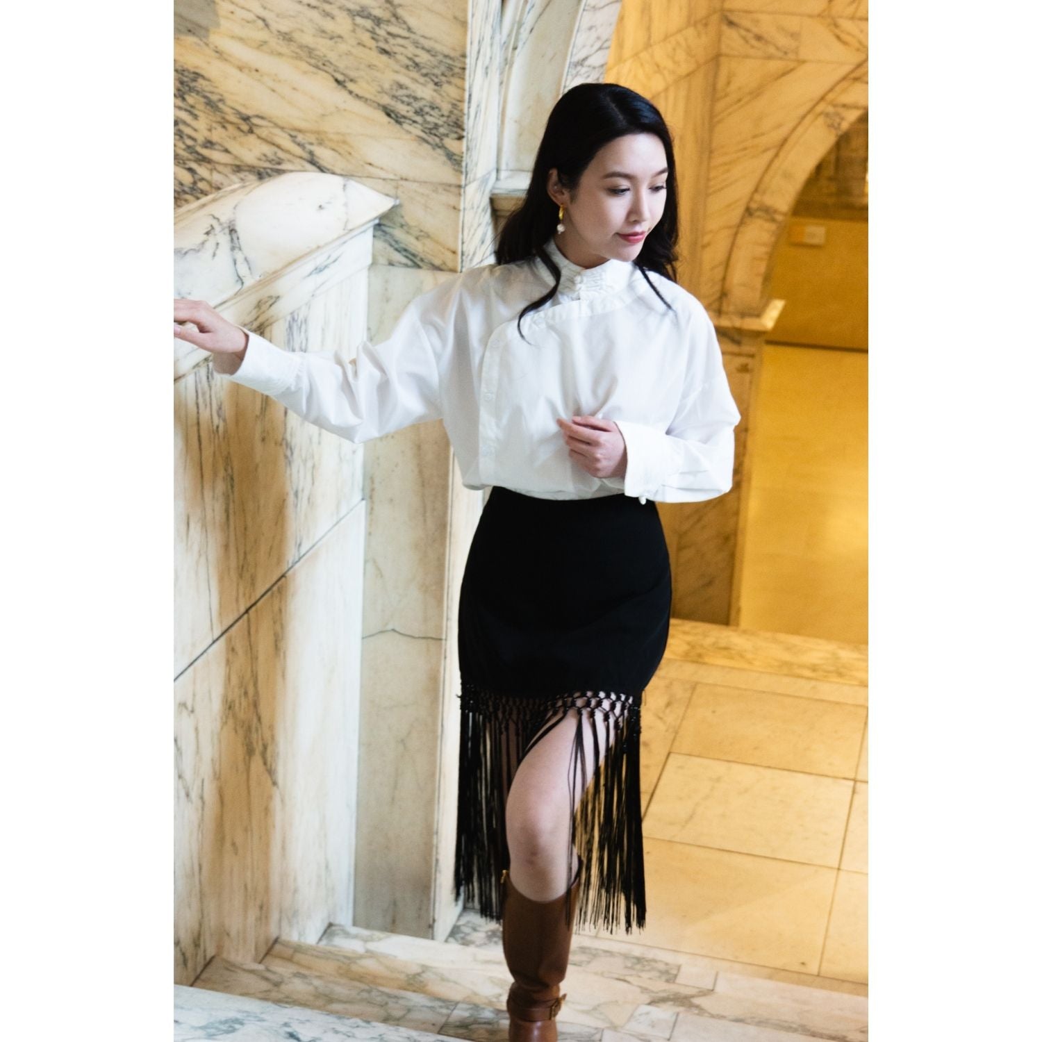 Embroidered Mulberry Silk Elegant Stand CollarShirt Blouse Flower Cardigan Spring Autumn