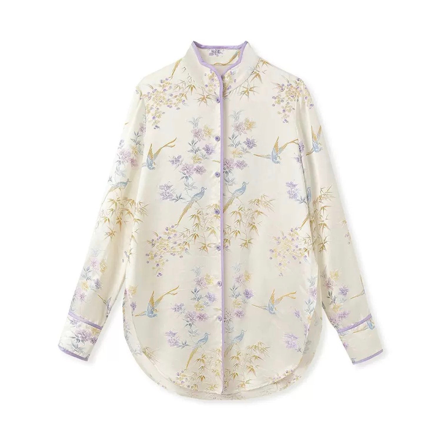 Embroidered Mulberry Silk Elegant Shirt