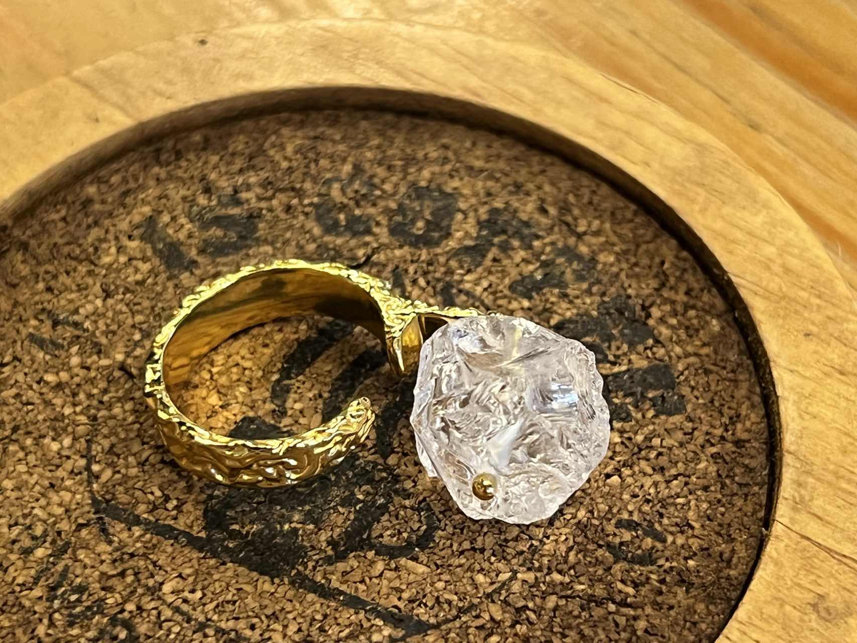 Natural White Crystal Ice Cube Ring