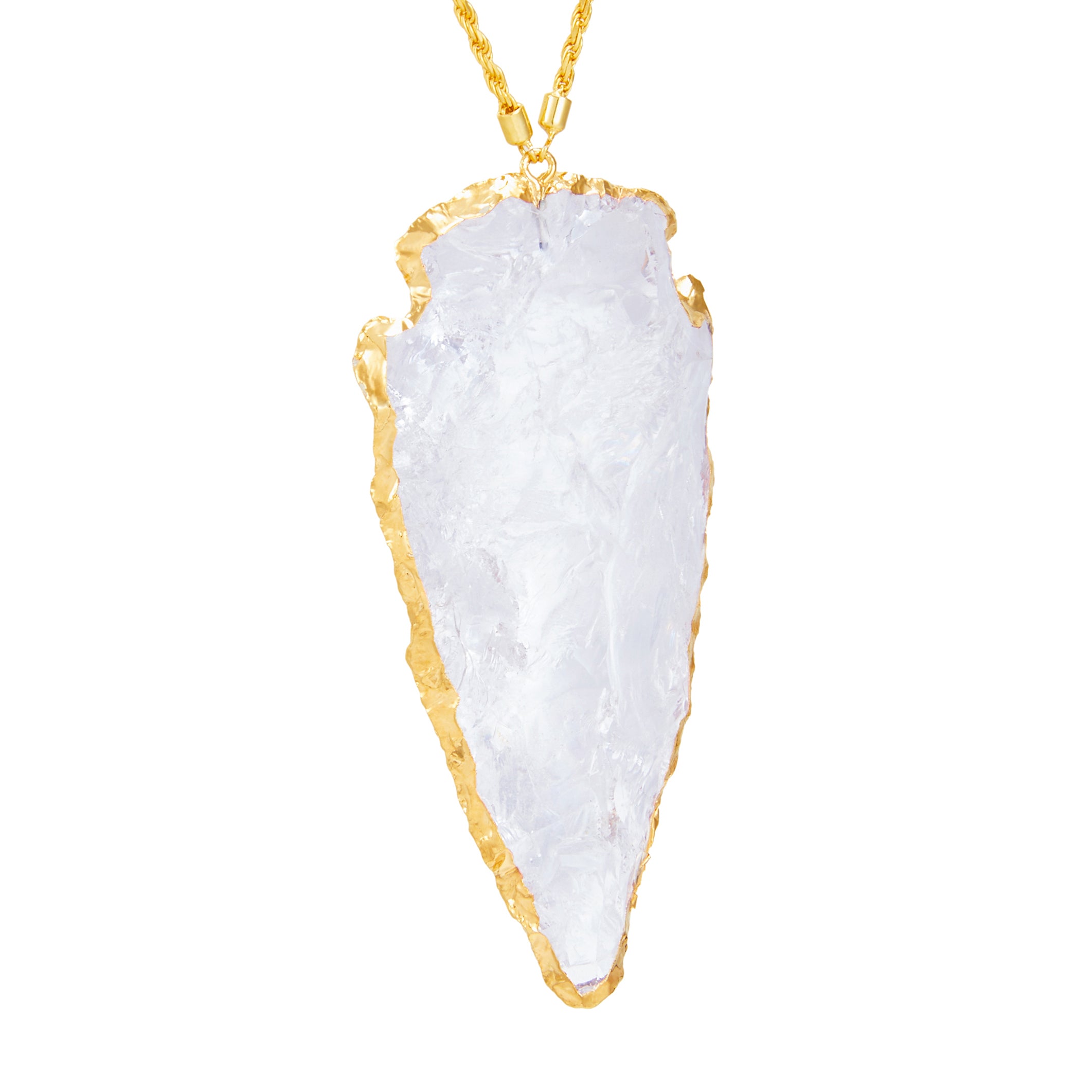 Natural White Crystal 18k gold plated adjustable Necklace Big