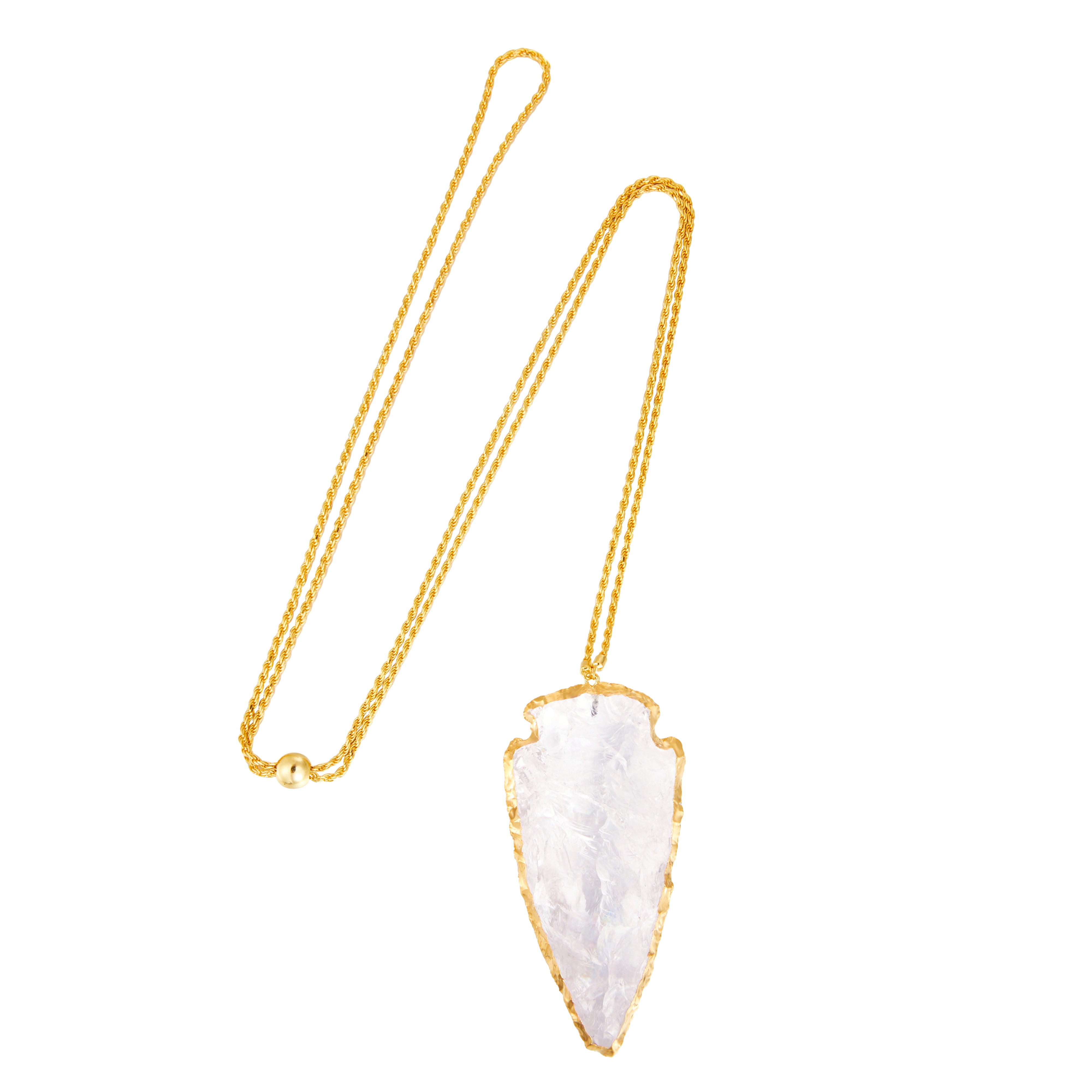 Natural White Crystal 18k gold plated adjustable Necklace Big