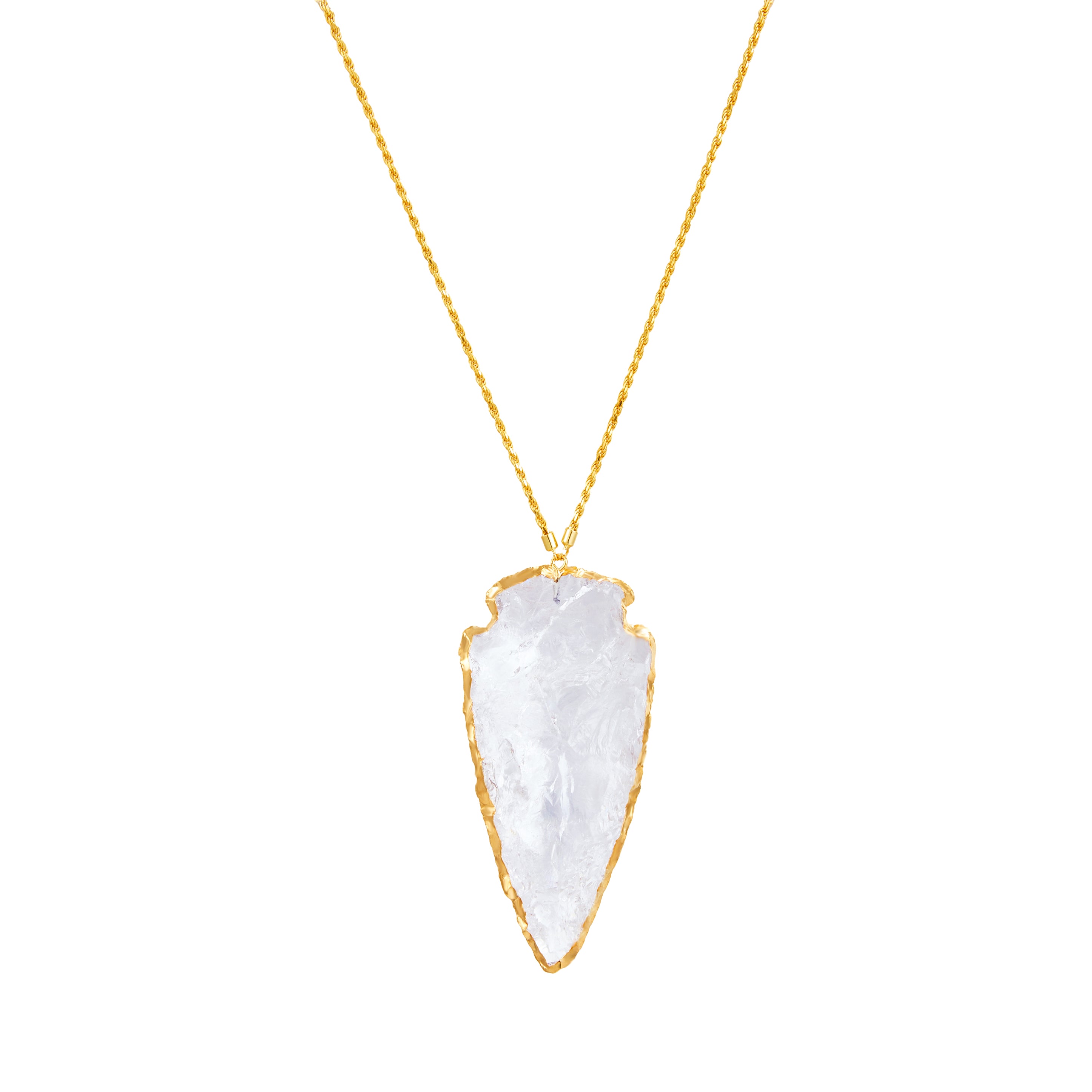 Natural White Crystal 18k gold plated adjustable Necklace Big