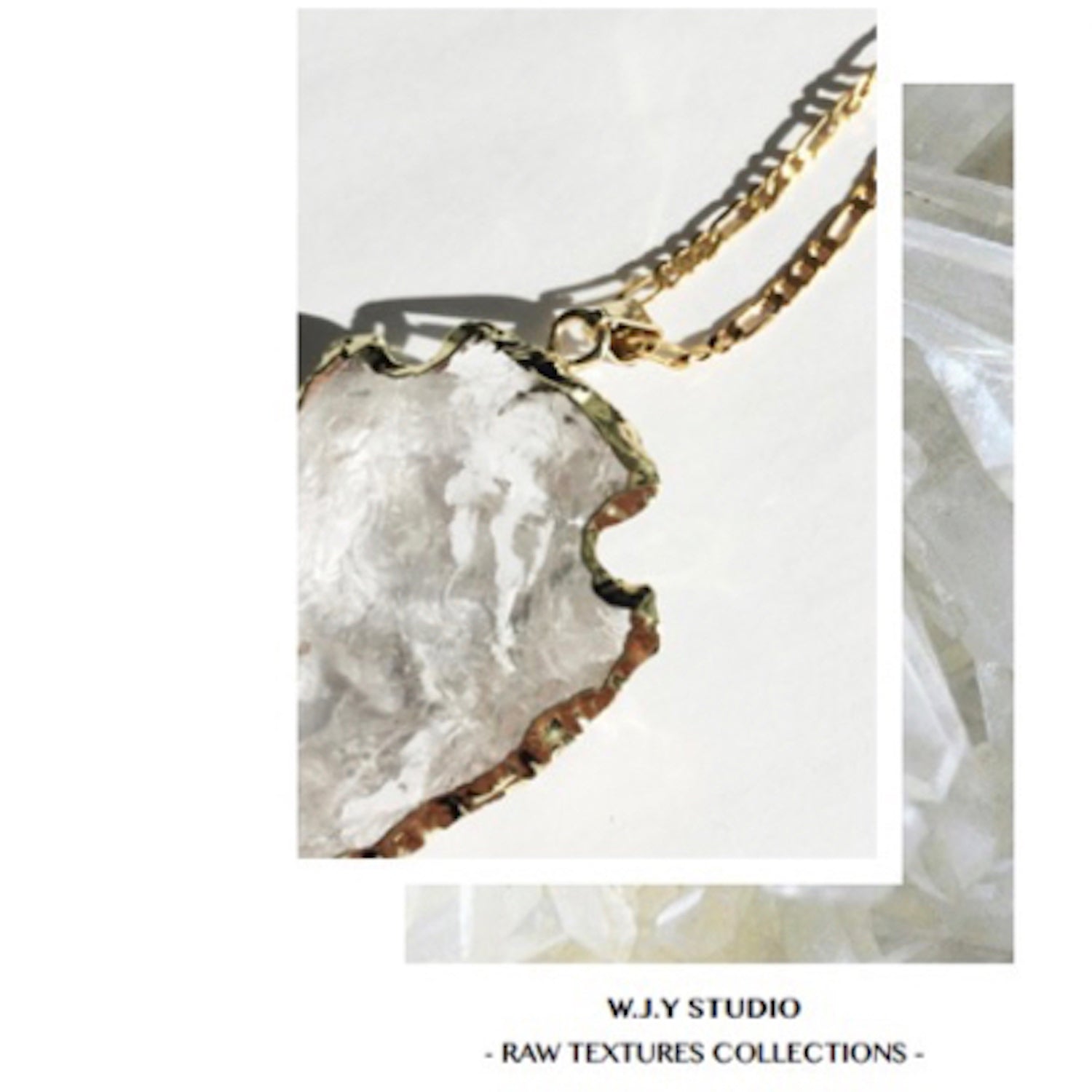 Natural White Crystal 18k gold plated adjustable Necklace Big